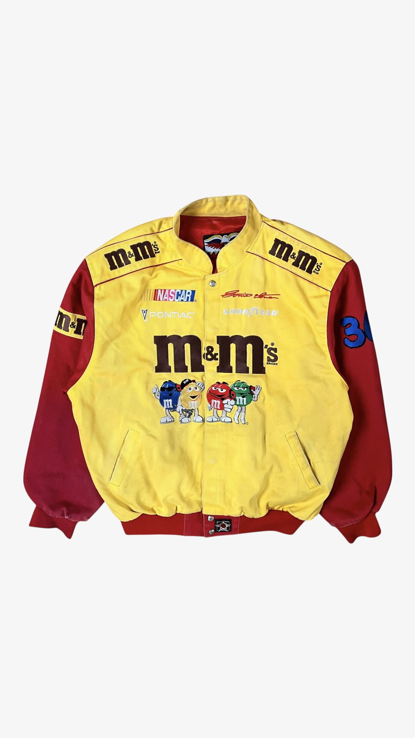 Jeff Hamilton Vintage 90s Men's Jeff Hamilton M&M Yellow NASCAR Jacket Size US XXL / EU 58 / 5 - 1 Thumbnail