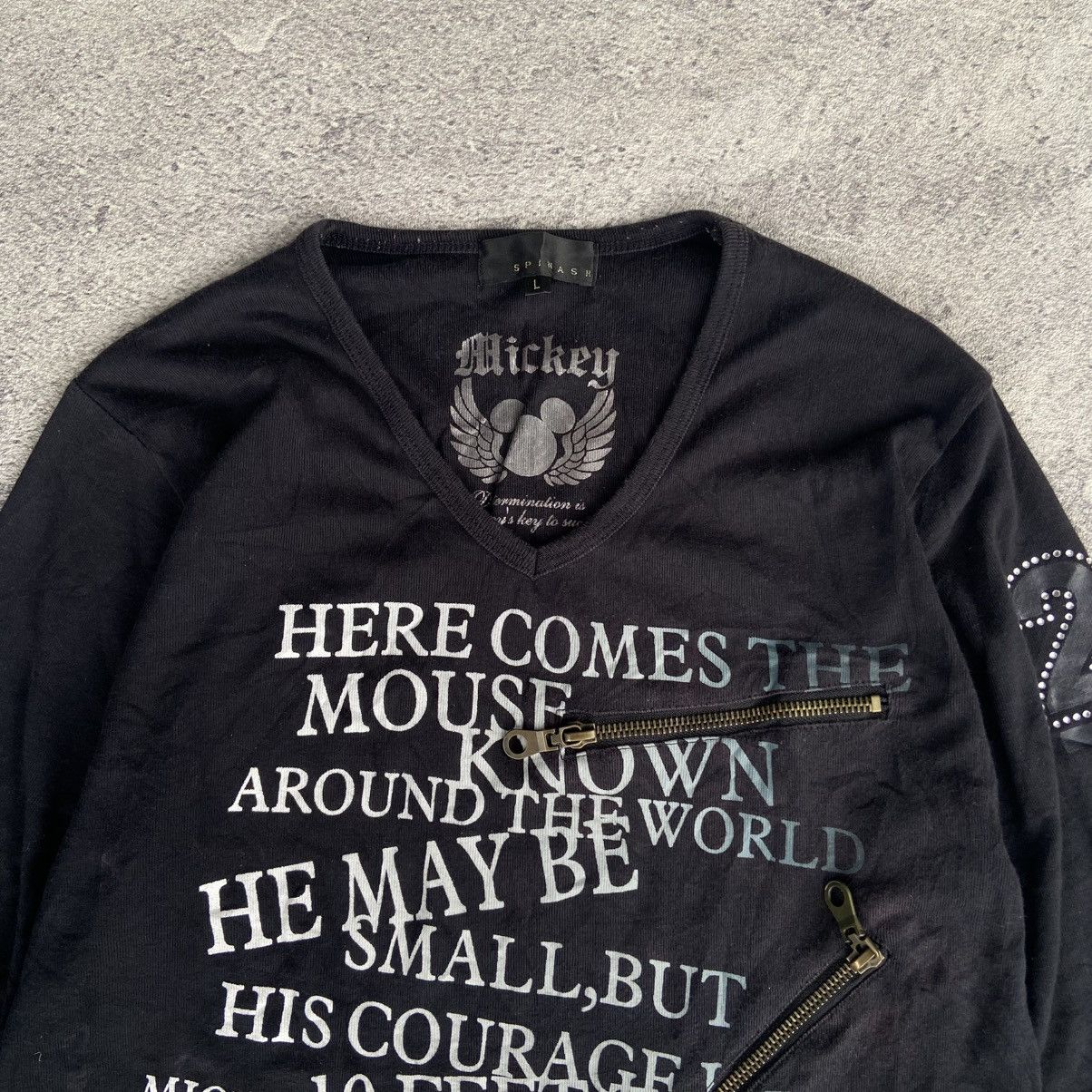 14th Addiction 2000s Spinash - Vkei Style Zipper Poem Long Tee Size L / US 10 / IT 46 - 2 Thumbnail