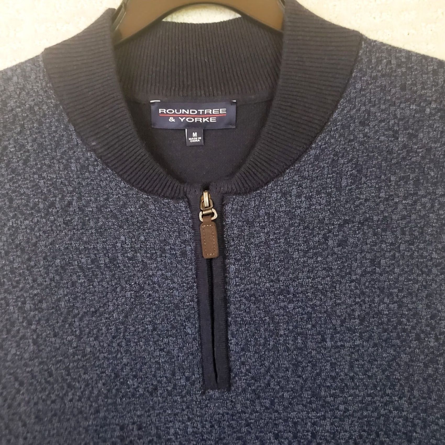 Roundtree & Yorke Roundtree & Yorke Men's Sweater Vest Blue Knit 1/4 Zip Cotton Blend M Size Vest Cotton Knit Blue Mens Size US M / EU 48-50 / 2 - 3 Thumbnail