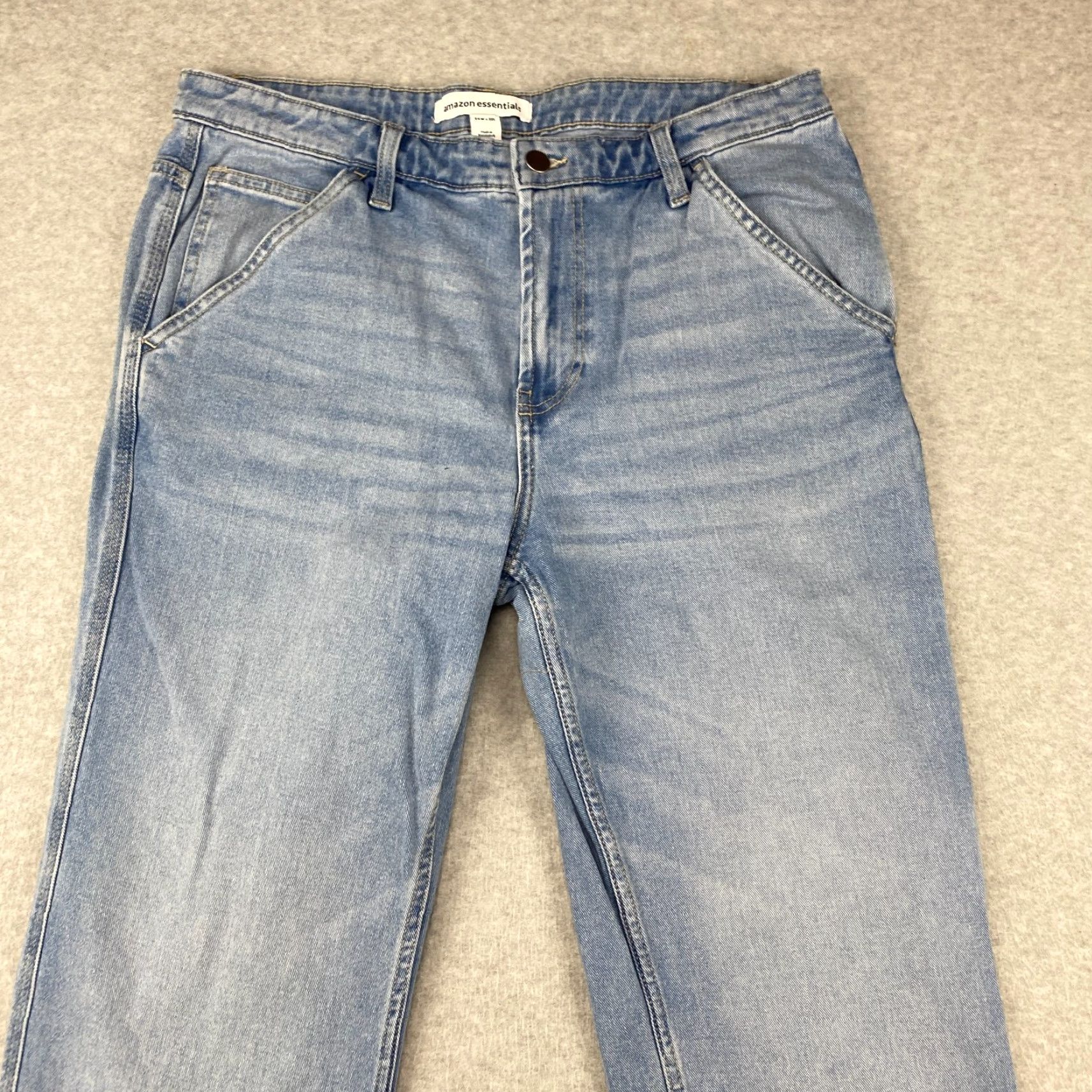 Essentials Amazon Essentials Jeans Mens 34X30 Blue Slim Straight Denim 5-Pocket Regular Waist 34 Adult Mens Jeans Blue Stretch Distressed N/A Size US 34 / EU 50 - 2 Thumbnail