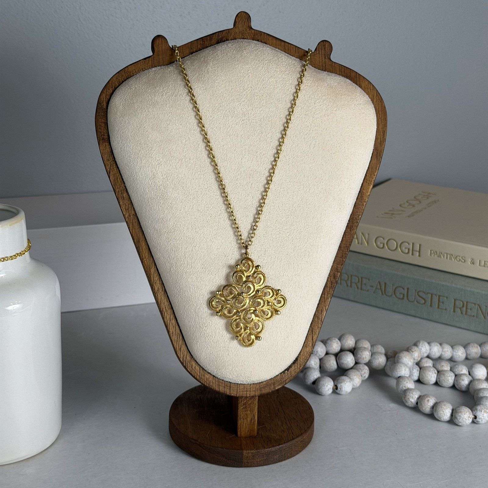 Other VTG 1970s Gold-Tone Filigree Diamond-Shaped Pendant Necklace Size ONE SIZE - 1 Thumbnail