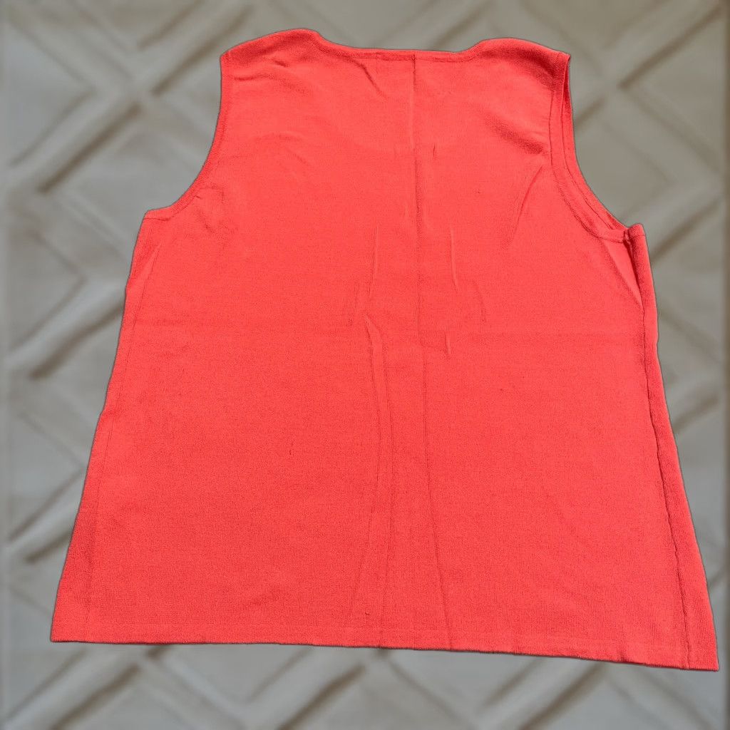Vintage Choices Basic Tank Top Womens L Orange Sleeveless Scoop Neck Casual Knit Vest No Brand Logo 90s Designer Style Ladies Size L / US 10 / IT 46 - 1 Thumbnail