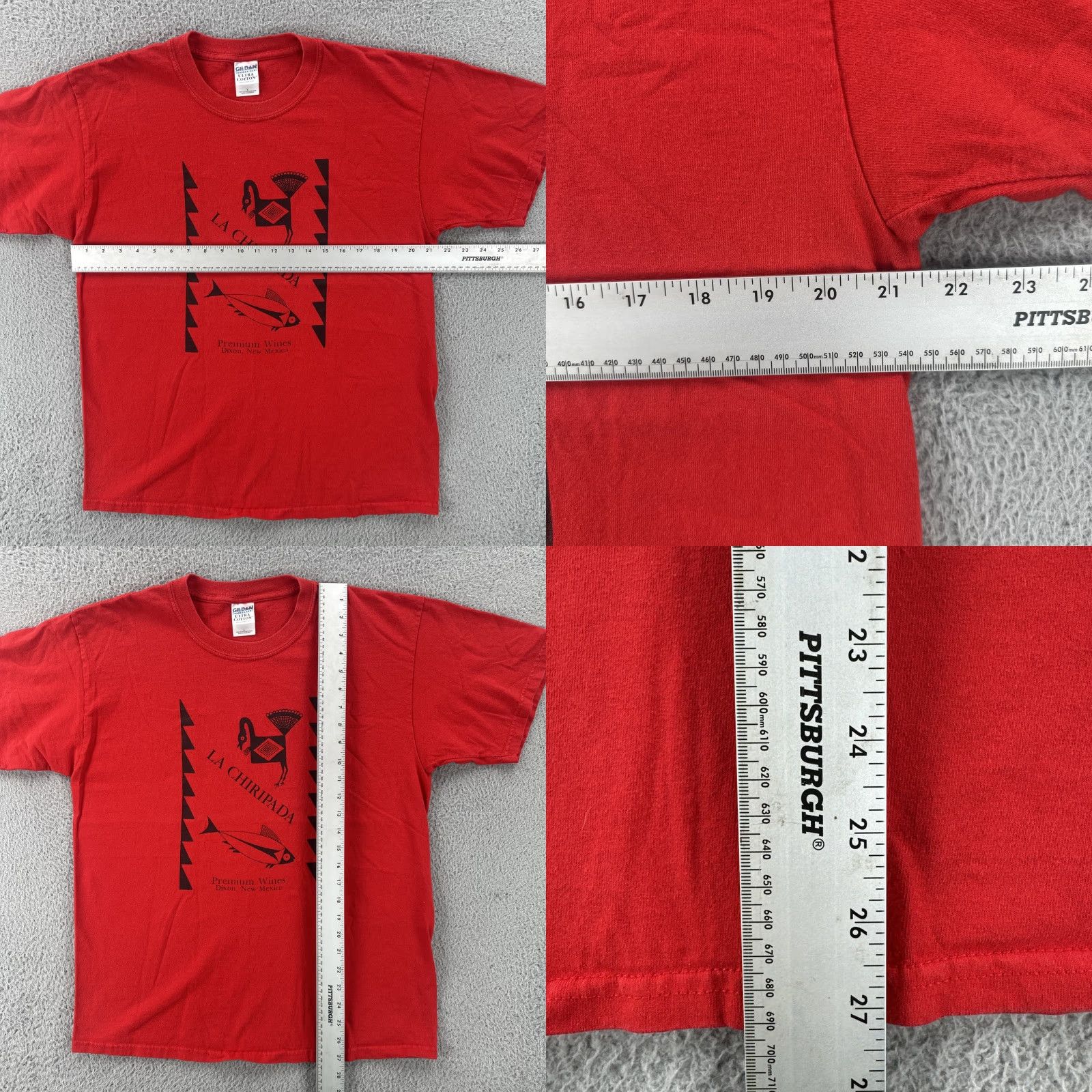 Gildan VINTAGE Gildan T-Shirt Red Adult Large Dixon New Mexico USA Premium Wines La Chiripada Shirts Mens Size US L / EU 52-54 / 3 - 8 Thumbnail