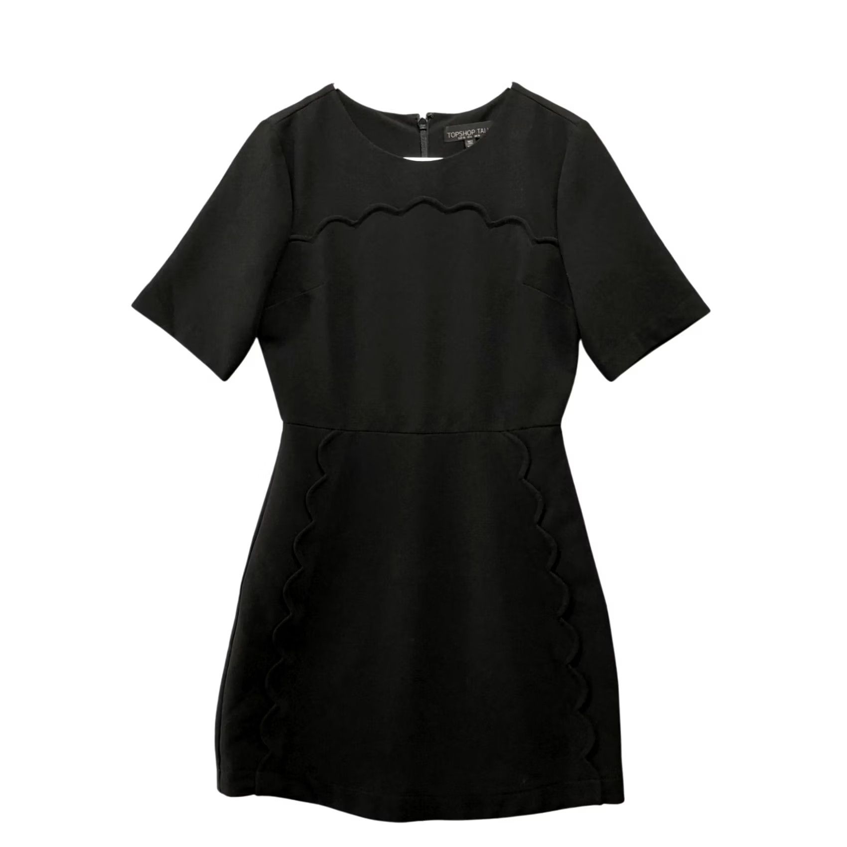 Topshop TopShop Tall Black Mini Dress Size 6 Tall Short Sleeve A-Line Formal Party Size 28" / US 6 / IT 42 - 2 Thumbnail