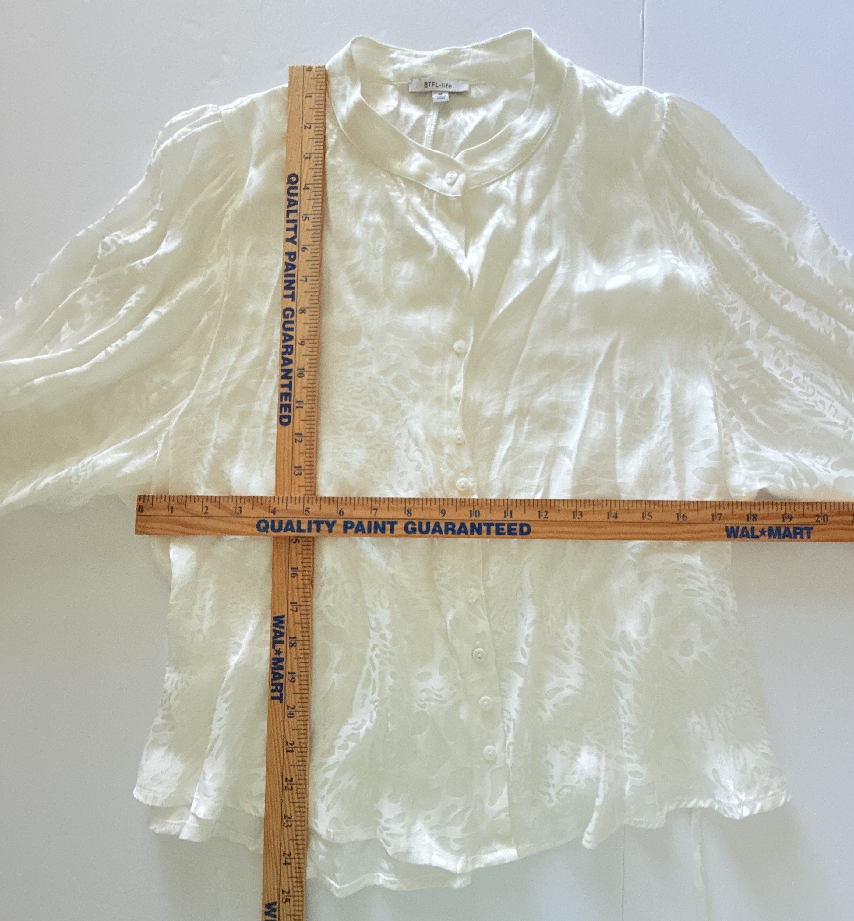 BTFL BTFL-Life V Neck Lantern Top Jacquard Elastic White Boho Size M / US 6-8 / IT 42-44 - 8 Thumbnail
