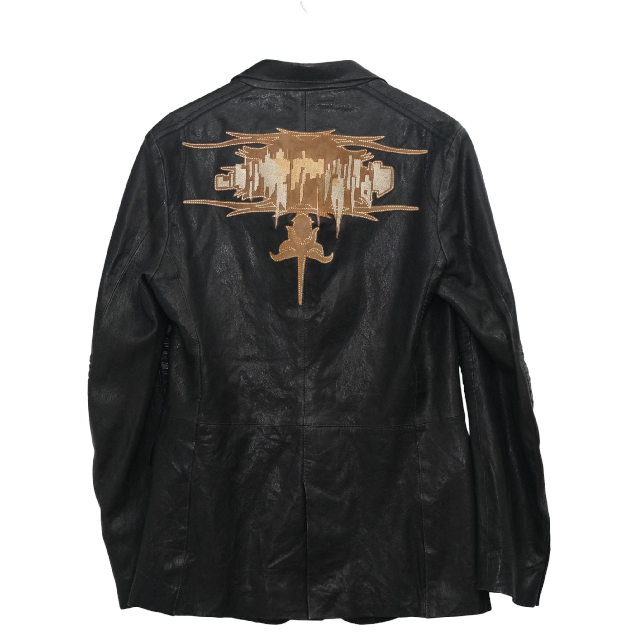 Marithe + Francois Girbaud Leather Biker Blazer Size US M / EU 48-50 / 2 - 2 Thumbnail