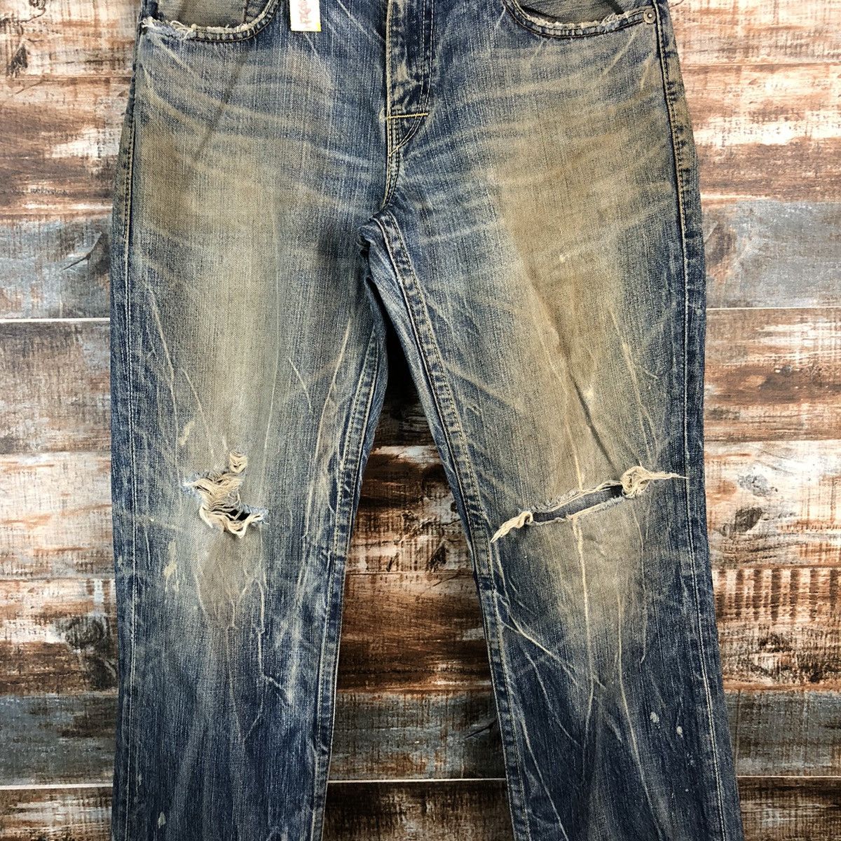 Levi's Levis 502 Blue faded ripped vintage jeans Denim Pants #A2608 Size US 33 - 5 Thumbnail