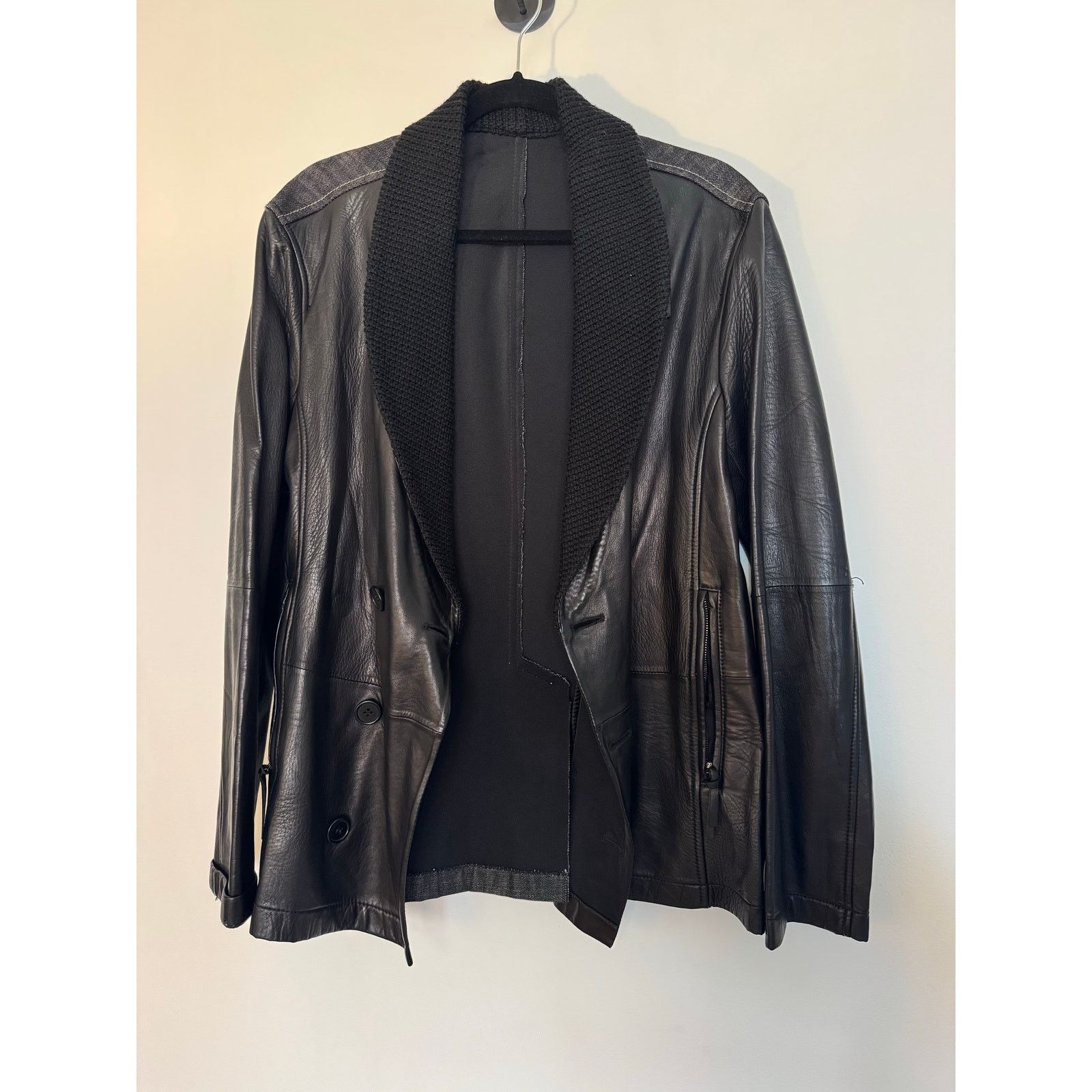 Emporio Armani Emporio Armani Leather Double Breasted Jacket with Denim Size US M / EU 48-50 / 2 - 3 Thumbnail