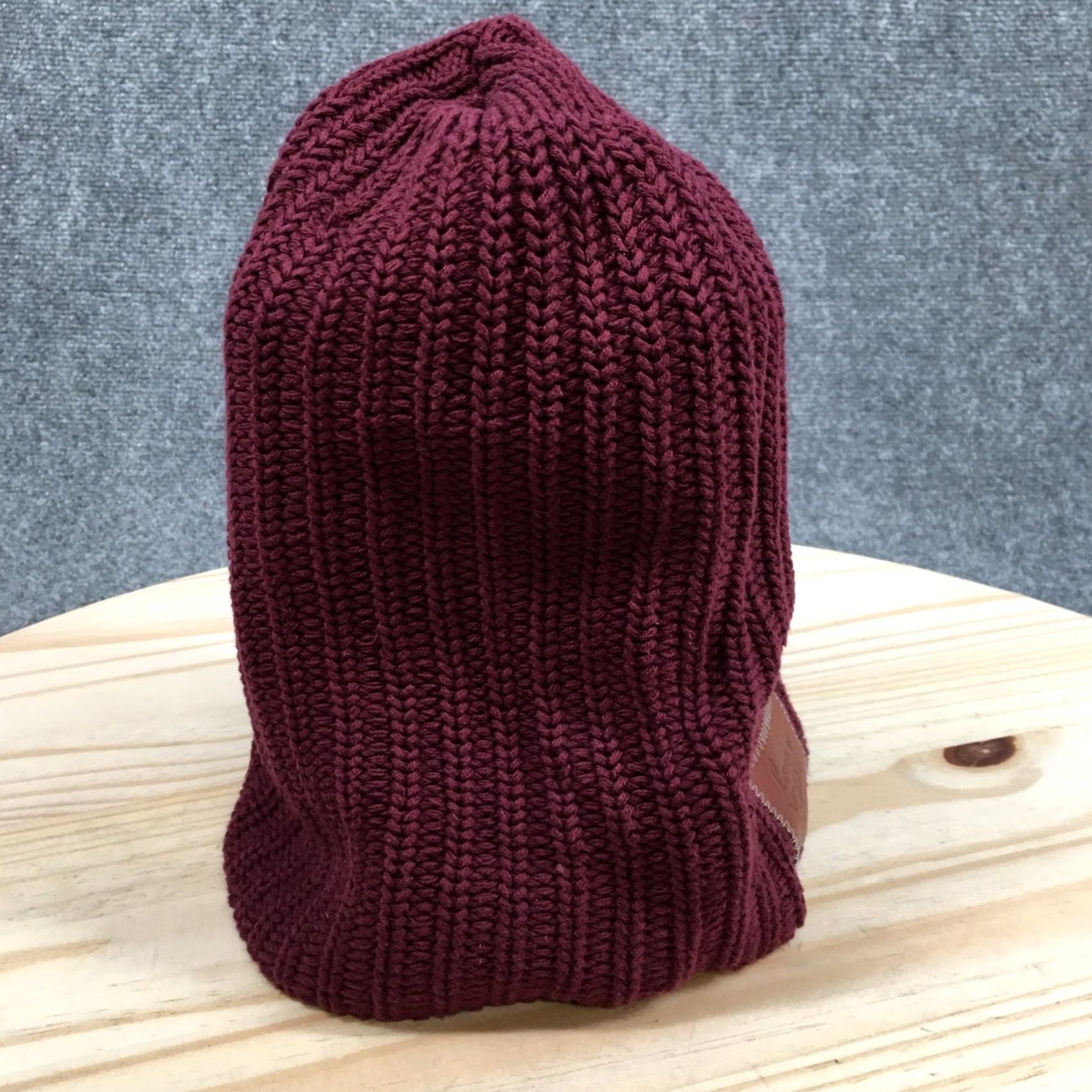Vintage Love Your Melon Beanie Mens One Size Marroon Knitted Cuffed Winter Hat Cotton Size ONE SIZE - 6 Thumbnail
