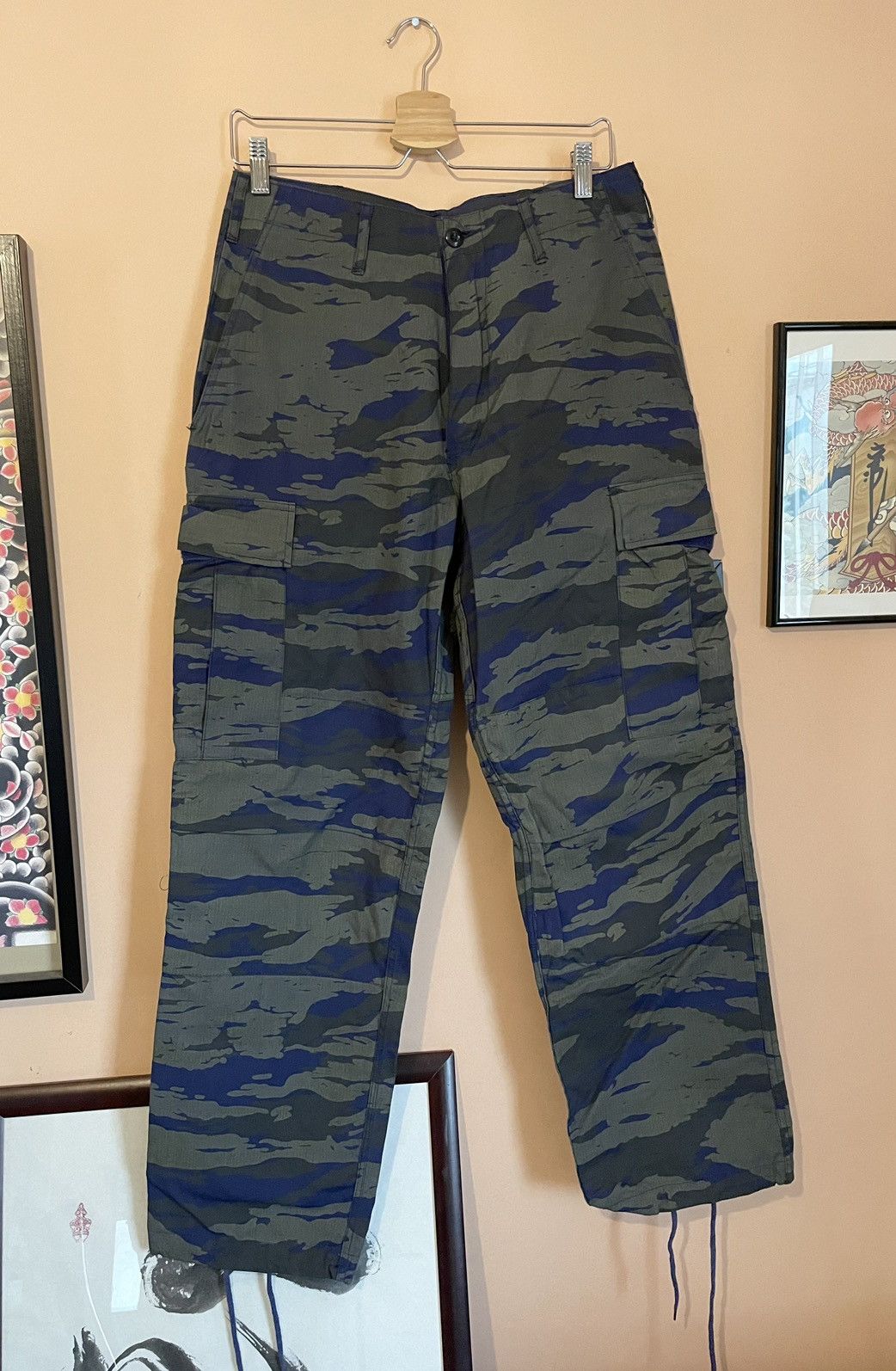 image of Military Hellenic Air Force Shadow Camo Army Cargo Pants in Gray Camo, Men's (Size 32)