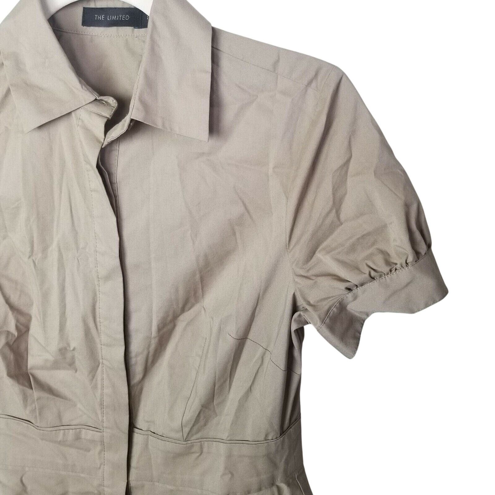 Ann Taylor The Limited Womens Ruffle Tiered Safari Mini Dress Khaki 2 Size XS / US 0-2 / IT 36-38 - 3 Thumbnail