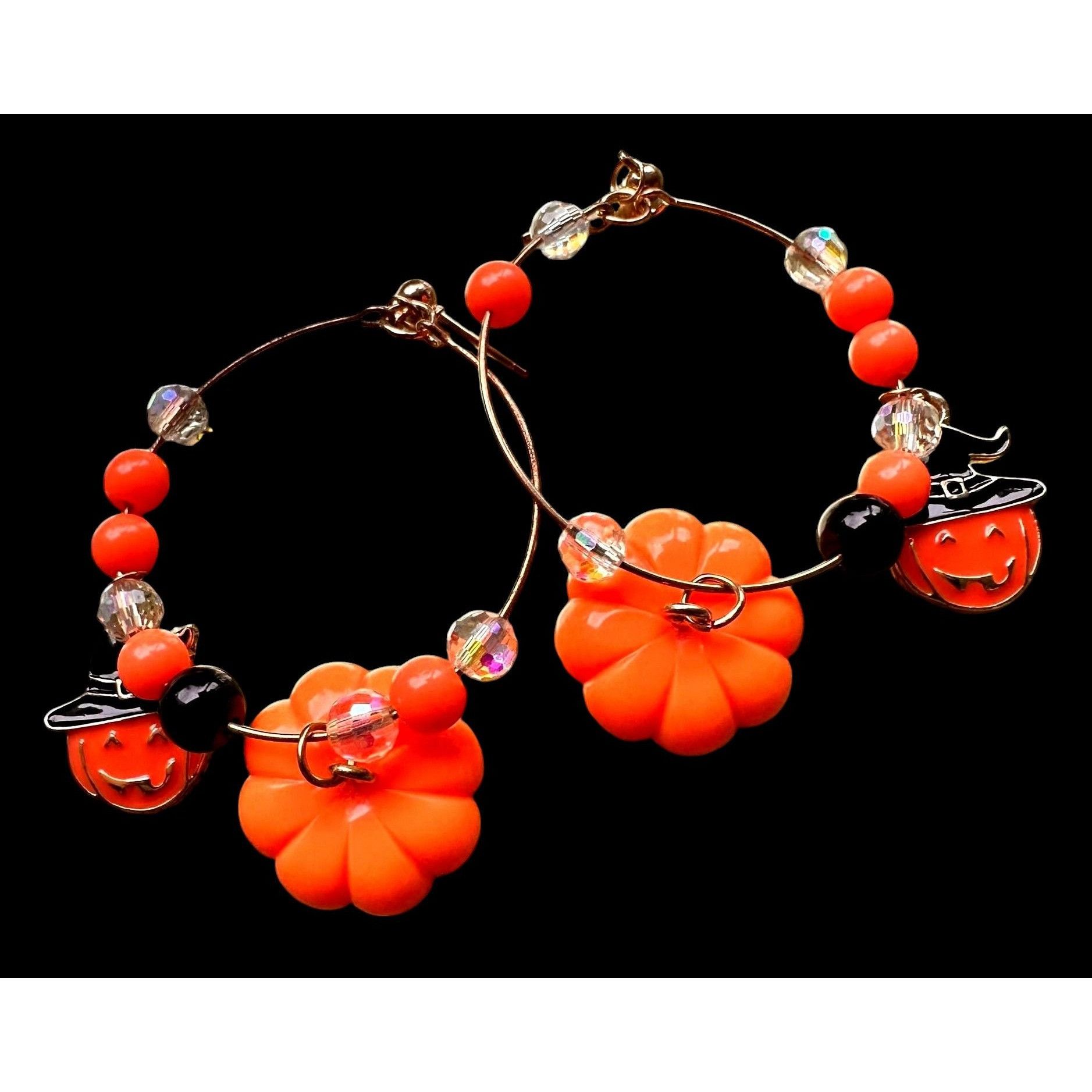 Handmade Halloween Earrings Hoop Handmade New Dangle Posts Jack O Lan Size ONE SIZE - 7 Thumbnail