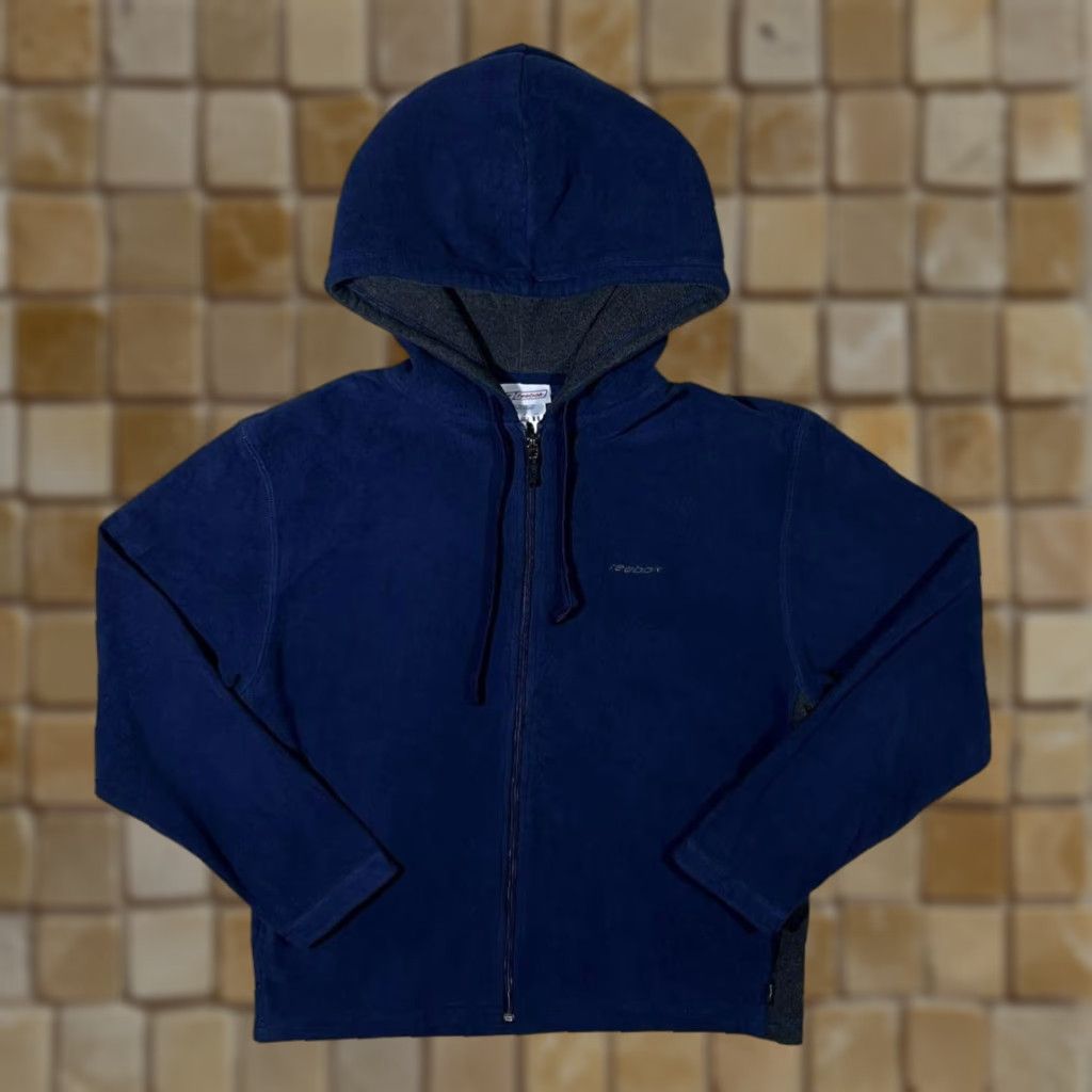 Reebok Reebok Navy Blue Mini Logo Fleece Zip Hoodie Women's UK14 Size XL / US 12-14 / IT 48-50 - 1 Thumbnail
