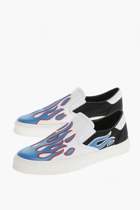 image of Amiri Canvas Flame Slip On With Leather Detail Shoes, Men's (Size 7)