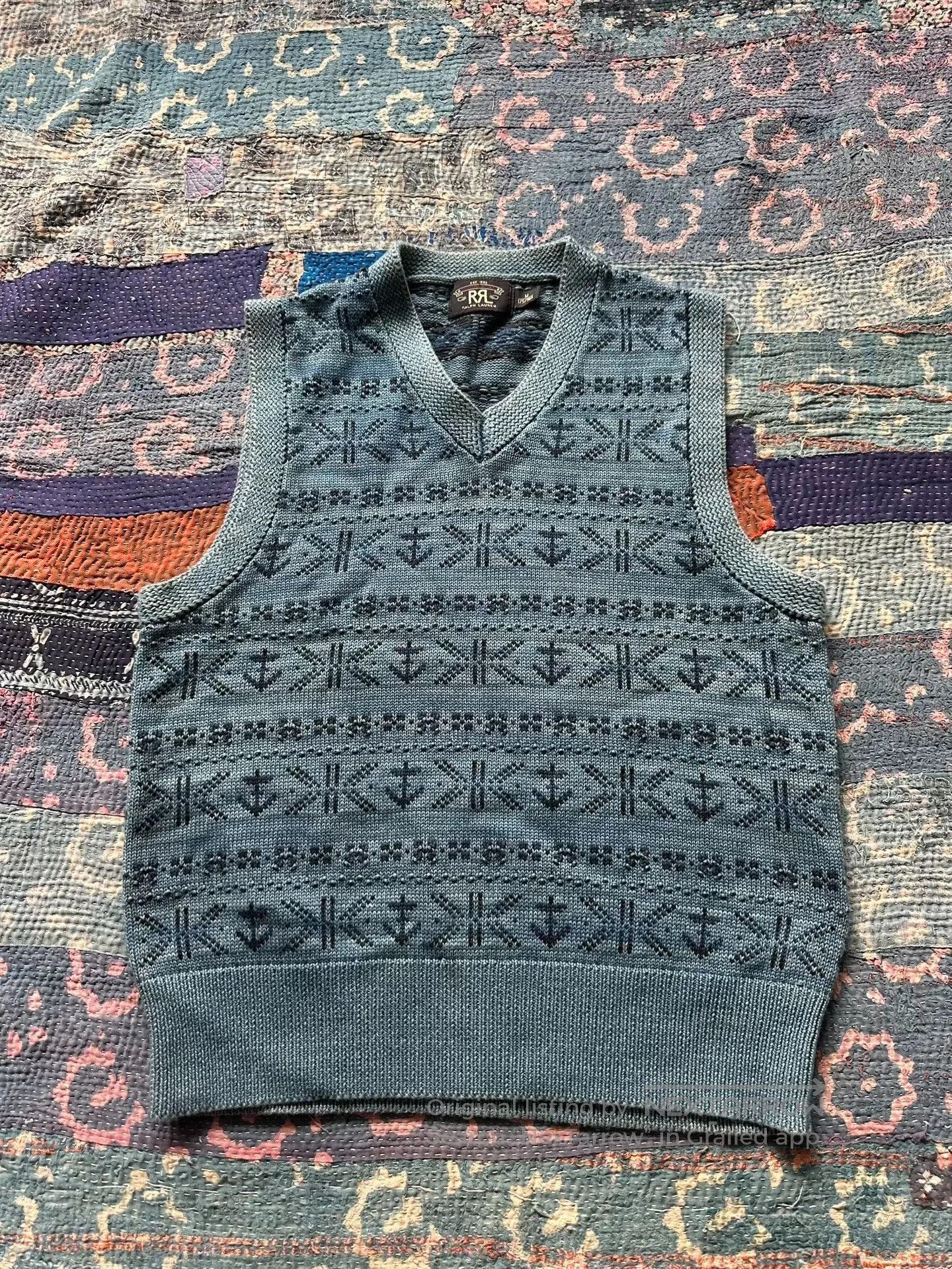 RRL Ralph Lauren RRL Indigo Fair Isle Vest. Size US M / EU 48-50 / 2 - 1 Thumbnail