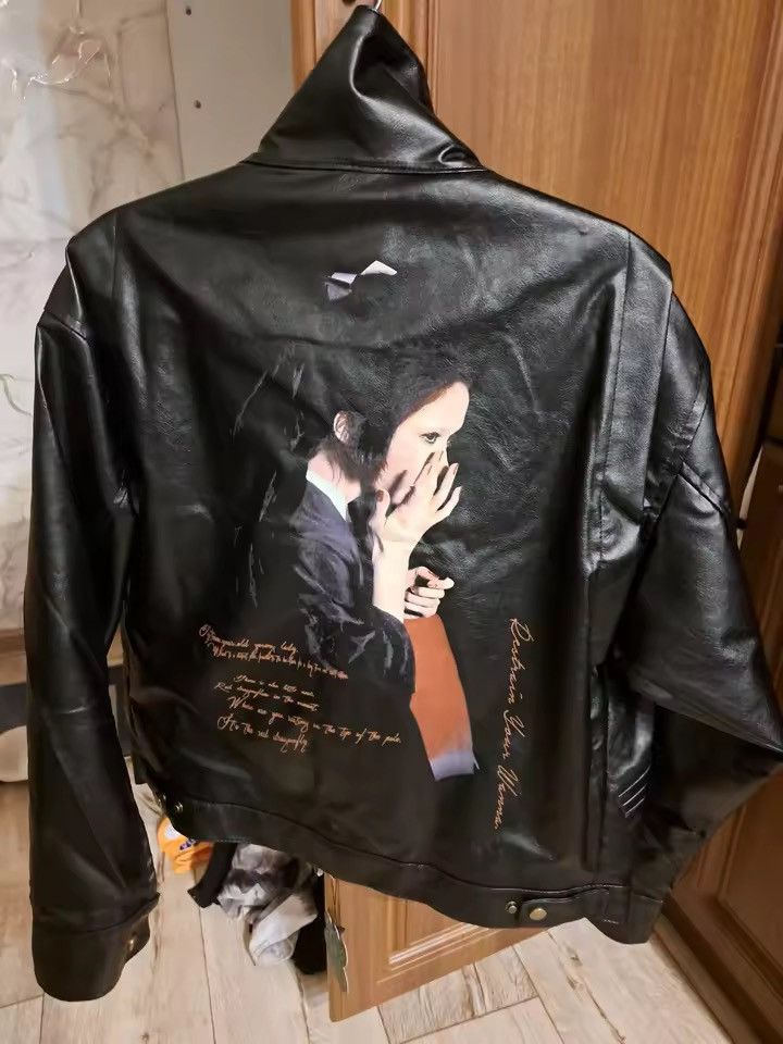 Japanese Brand PU Leather Jacket Turn-down Collar Long Sleeve Size US L / EU 52-54 / 3 - 7 Thumbnail
