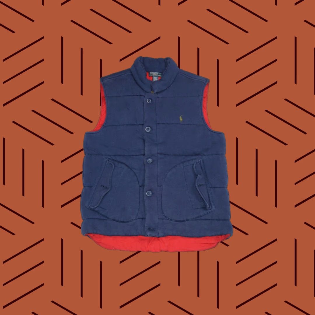 Polo Ralph Lauren VINTAGE Polo Ralph Lauren Vest POLO RALPH LAUREN COTTON QUILTED NAVY BLUE W/ RED LINER POCKETED L L Mens Size US L / EU 52-54 / 3 - 1 Thumbnail