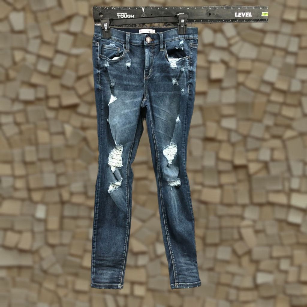 Vintage SO Jeans Skinny Jeans Blue 9 Juniors Womens Mid Rise Regular Fit 28in Waist 30in Inseam Medium Wash Denim Size 30" / US 8 / IT 44 - 1 Thumbnail