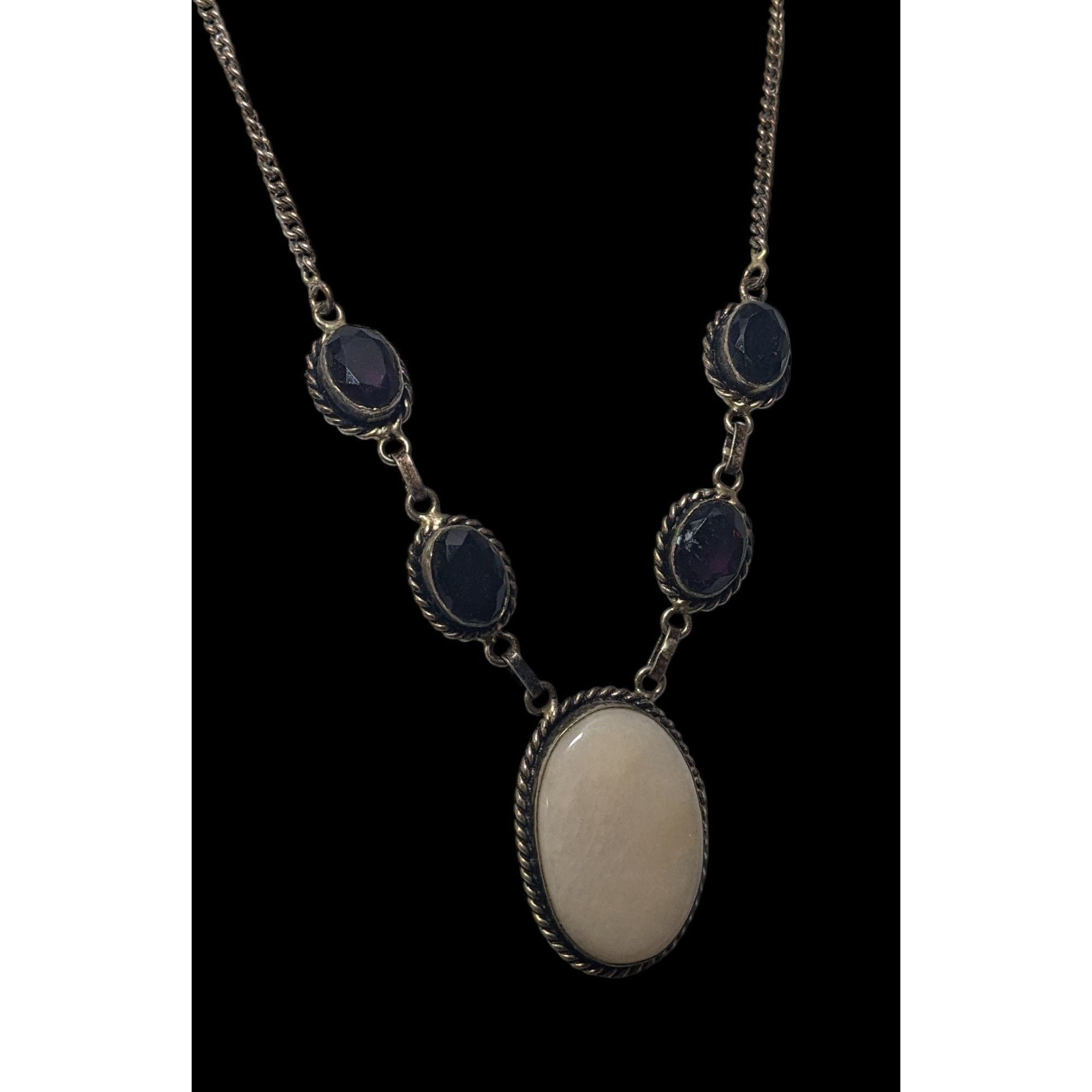 Other Vintage Sterling Silver Multi Gemstone Romantic Necklace Size ONE SIZE - 5 Thumbnail