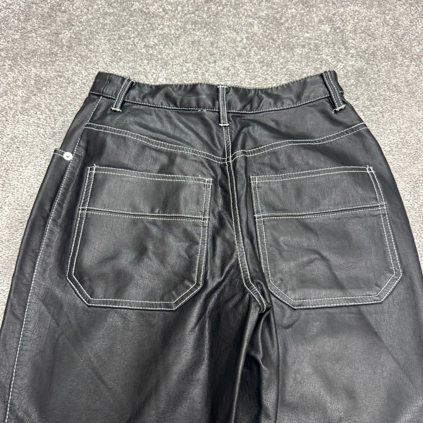 Free People We The Free Faux Leather Flared Pants Women 0 Black High Rise Button Fly Size 25" / US 0 / IT 36 - 4 Thumbnail