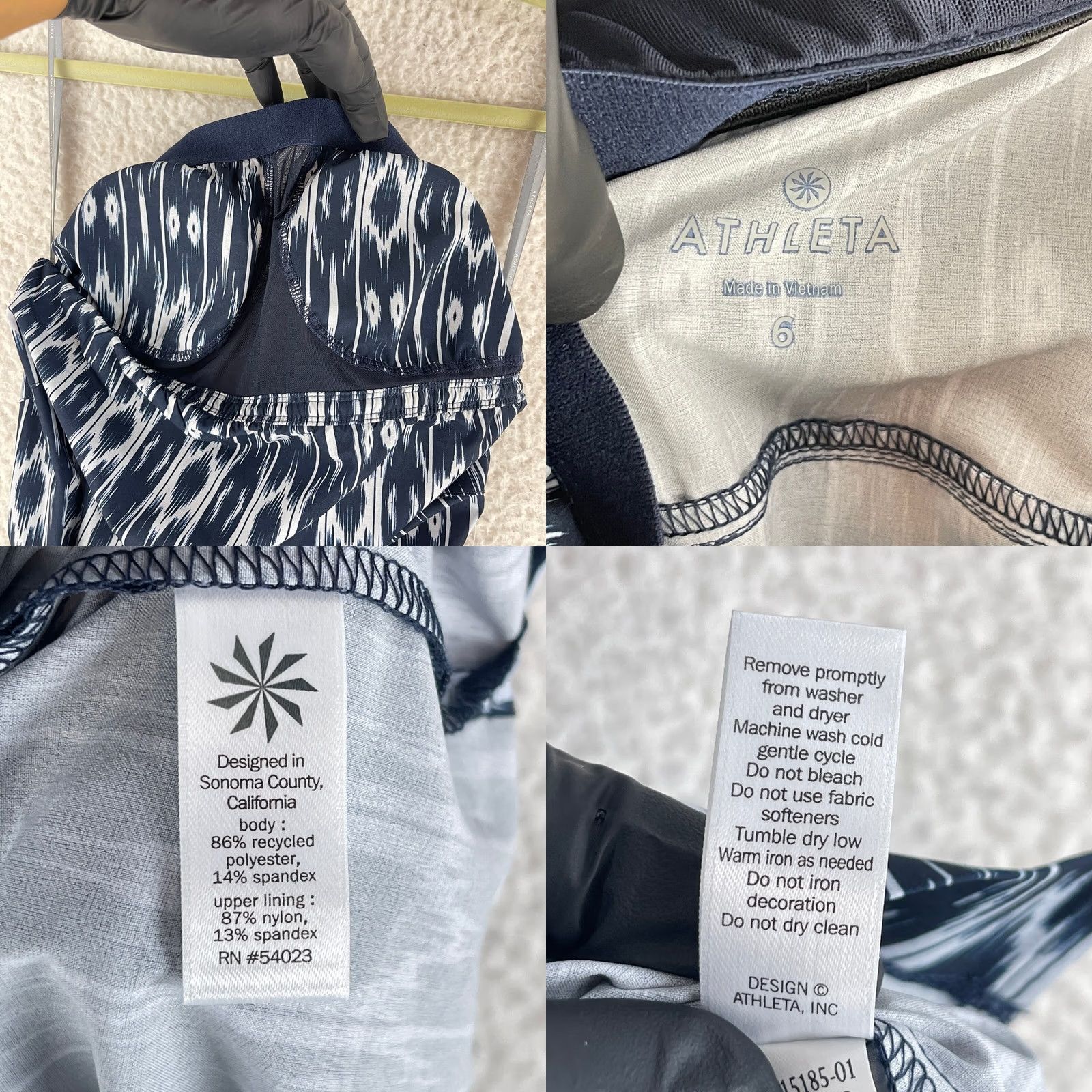 Athleta Athleta Blue Ikat Strapless Anywhere Dress Womens Size 6 Pullover Stretch Short Sundress Belted Machine Washable Size M / US 6-8 / IT 42-44 - 8 Thumbnail