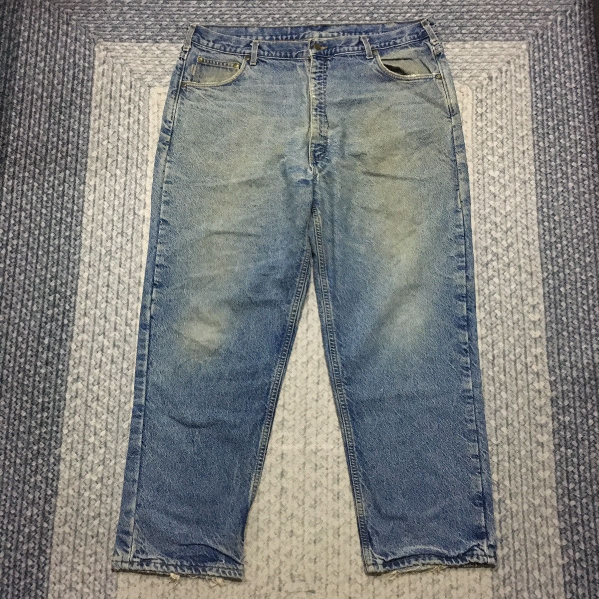 image of Distressed Vintage Carhartt Light Wash Jeans in Light Blue, Men's (Size 41)