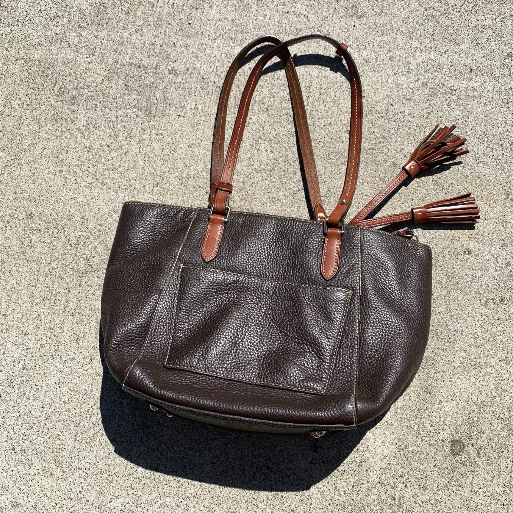 Dooney & Bourke VINTAGE Dooney & Bourke Tote Bag Women Medium Leather Pebbled Brown 2000s Designer Casual Size ONE SIZE - 2 Thumbnail