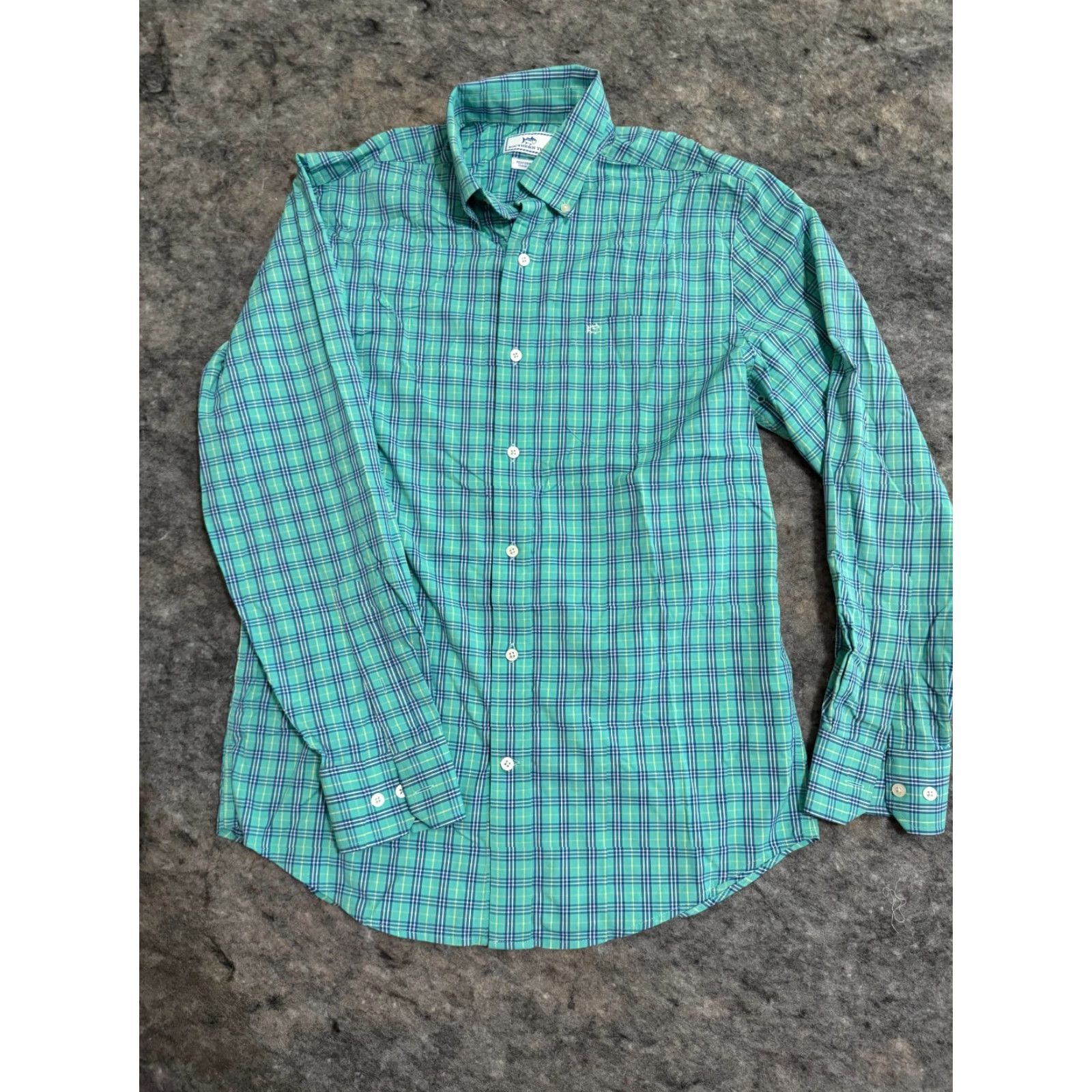 Southern Tide VINTAGE? No – the item isn’t vintage. Southern Tide Men’s Small Blue Plaid Nylon Performance Long Sleeve Button Down Size US S / EU 44-46 / 1 - 2 Thumbnail