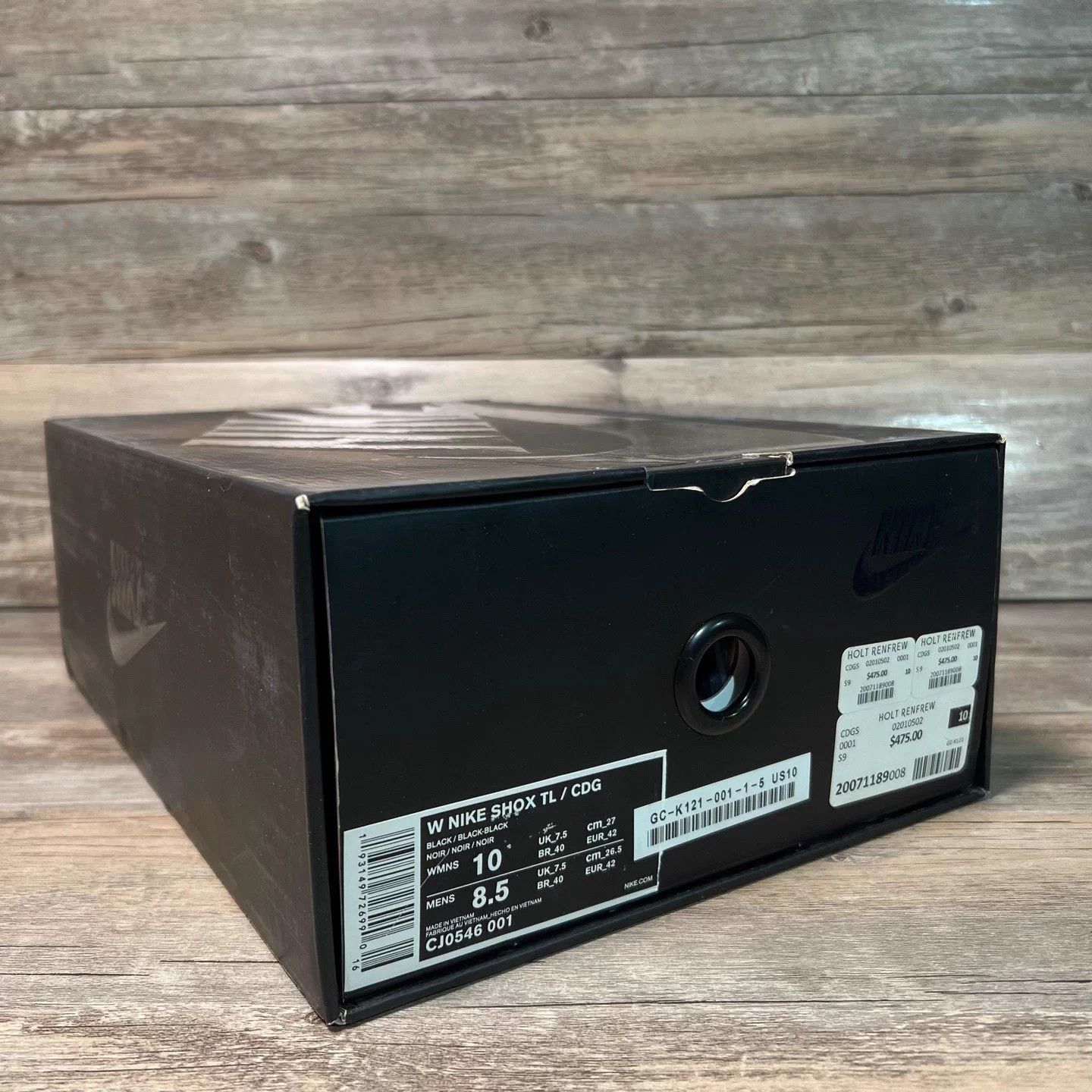 Nike Comme des Garcons Nike Shox TL Triple Black CJ0546-001 Size US 10 / EU 43 - 9 Thumbnail