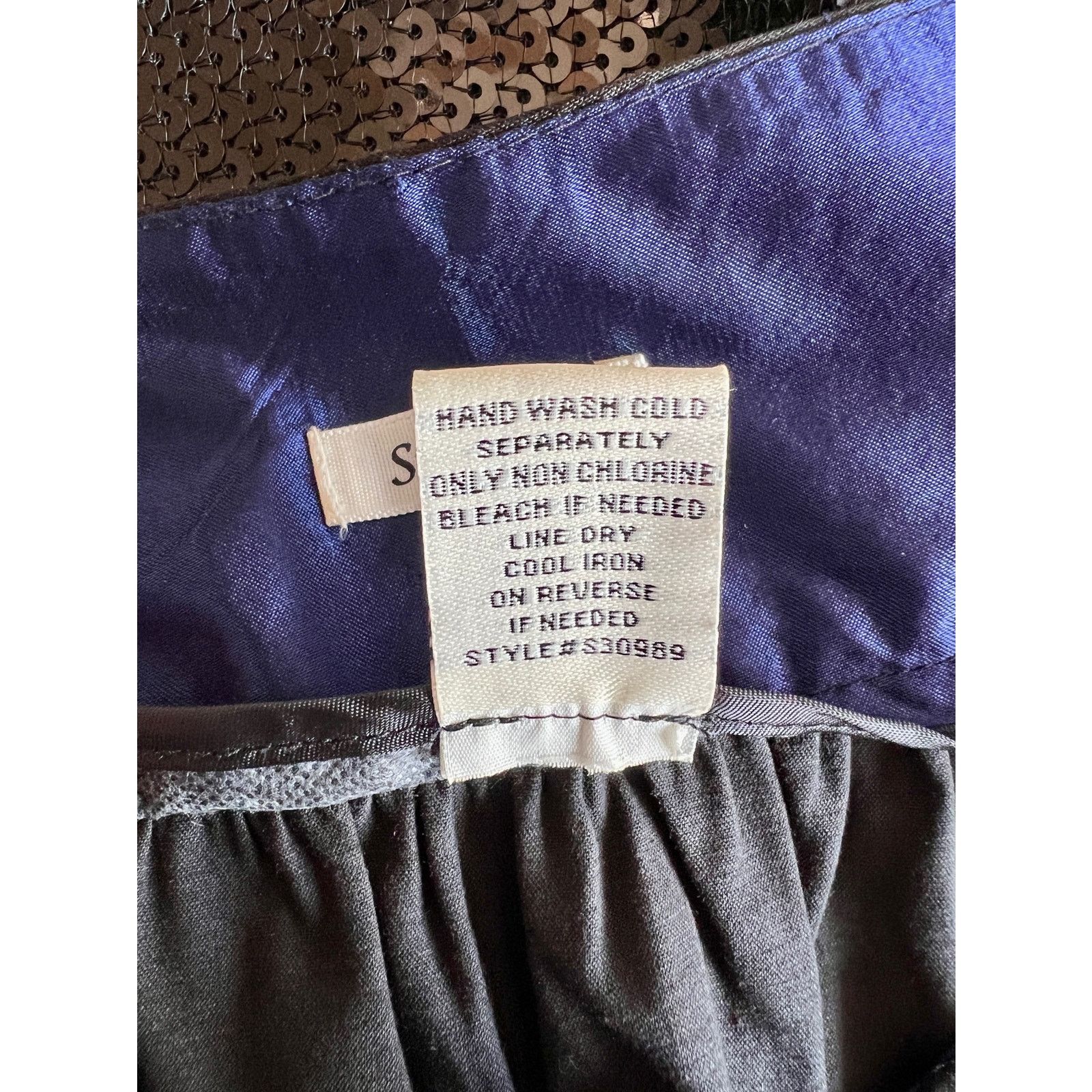 Other Women's STUDIO Y Black Satin & Sequin A-line Skirt, NWT Size 26" / US 2 / IT 38 - 6 Thumbnail