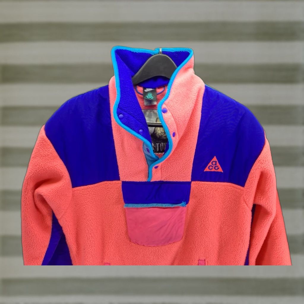 Nike ACG VINTAGE Nike ACG Fleece Sweater Women Size Medium Pink Pullover Devils Tower Womens Sweatshirt Mock Neck Long Sleeve Size M / US 6-8 / IT 42-44 - 1 Thumbnail