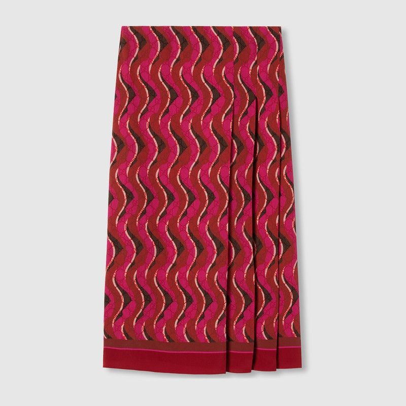 Gucci o1la5ras0526 Printed Silk Pleated Skirt in Multicolor Size 26" / US 2 / IT 38 - 1 Thumbnail