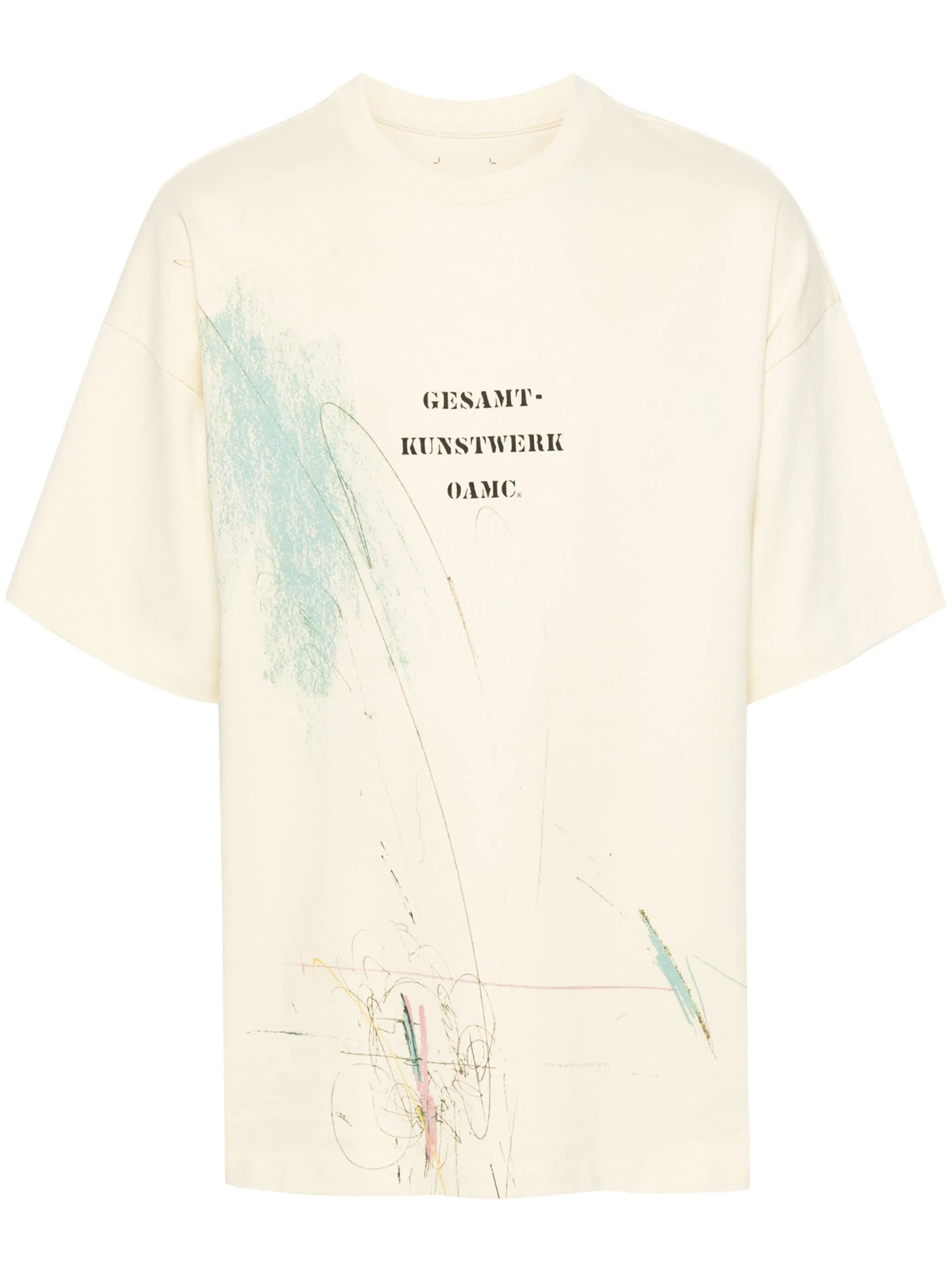 OAMC o1y0225 Logo Crewneck T-Shirt in Light Beige Size US XL / EU 56 / 4 - 1 Thumbnail