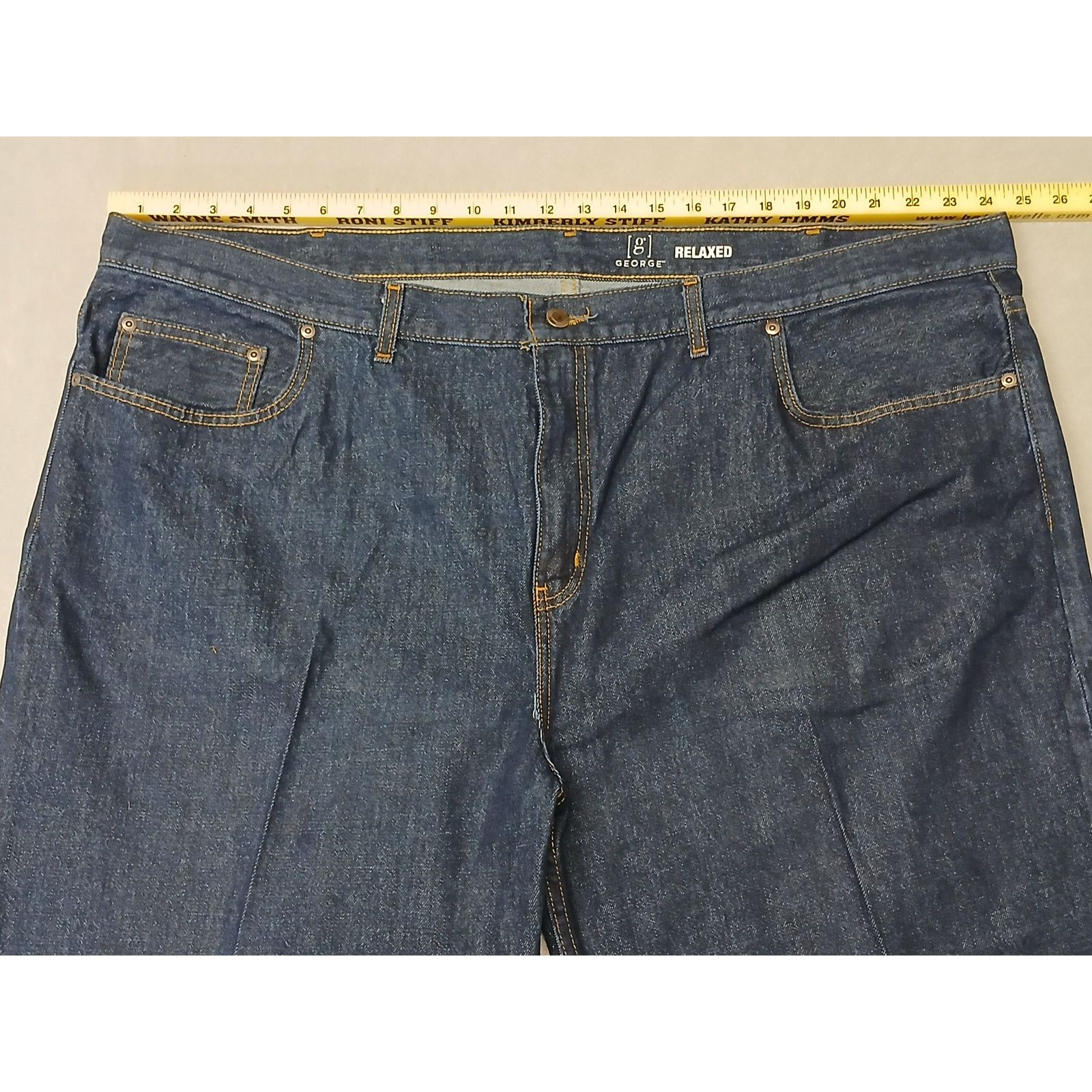 George George (50x30) Men's Straight Leg Relaxed Blue Denim Jeans Size US 34 / EU 50 - 3 Thumbnail