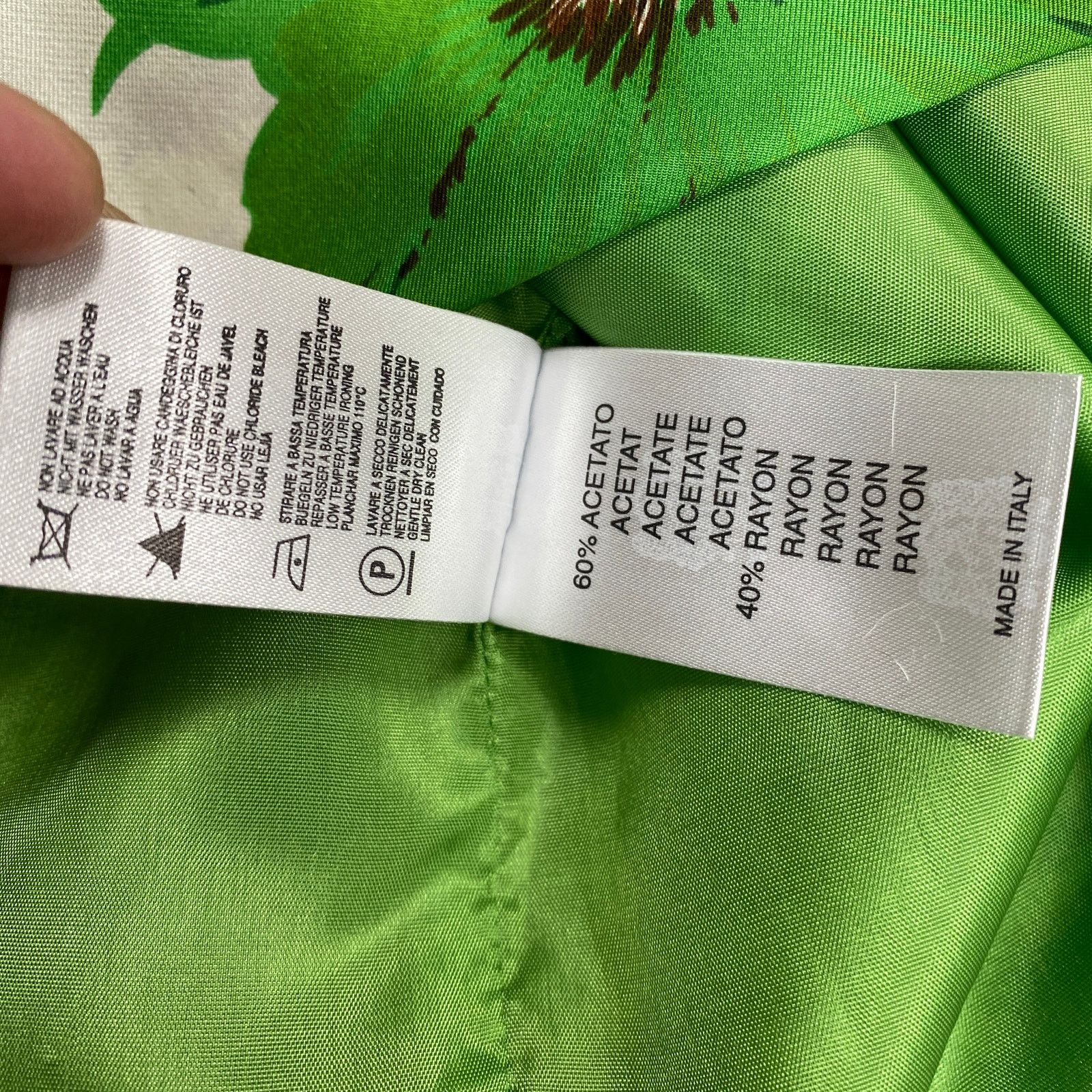 Blumarine Blumarine Womens Size 4 Green Floral Silk Short Sleeve Dress Size S / US 4 / IT 40 - 6 Thumbnail
