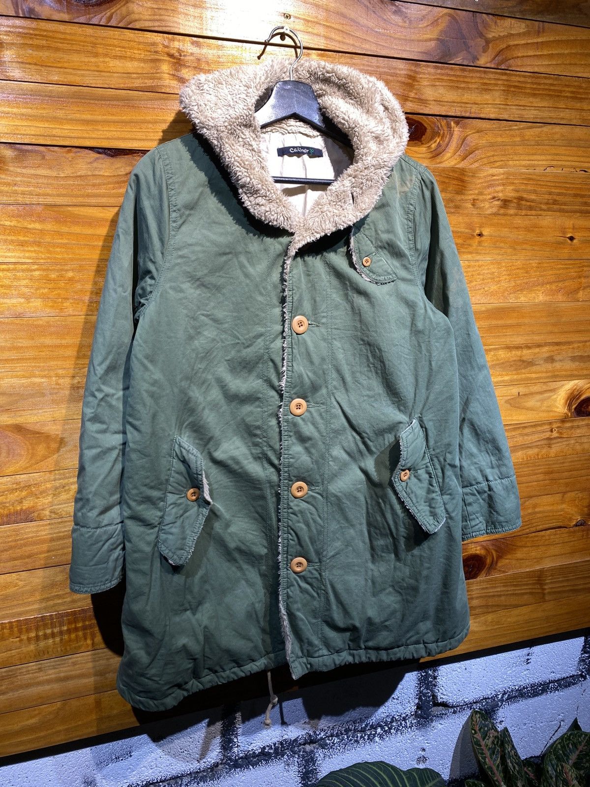 Japanese Brand Vintage Caliner Sherpa-Lined Hooded Coat – 1990s Unisex Size M / US 6-8 / IT 42-44 - 3 Thumbnail