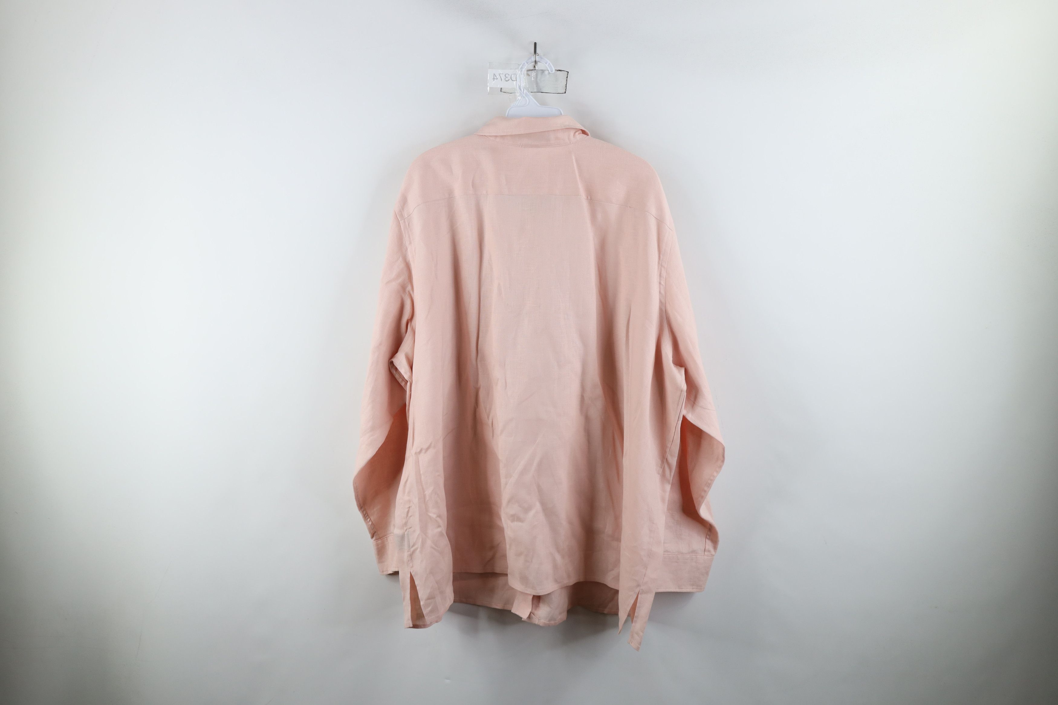 Ralph Lauren × Vintage Vintage 90s Ralph Lauren Linen Collared Button Shirt Pink Size 3XL / US 20-22 - 11 Thumbnail