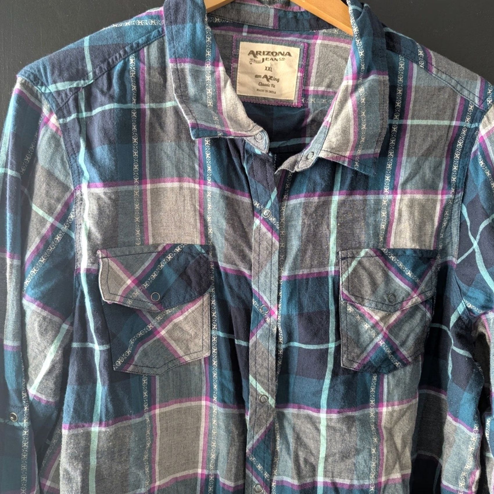 Vintage Arizona Plaid Flannel Shirt Long Sleeve Snap Up Casual XXL Southwestern Print Men Shirt Size US XXL / EU 58 / 5 - 2 Thumbnail