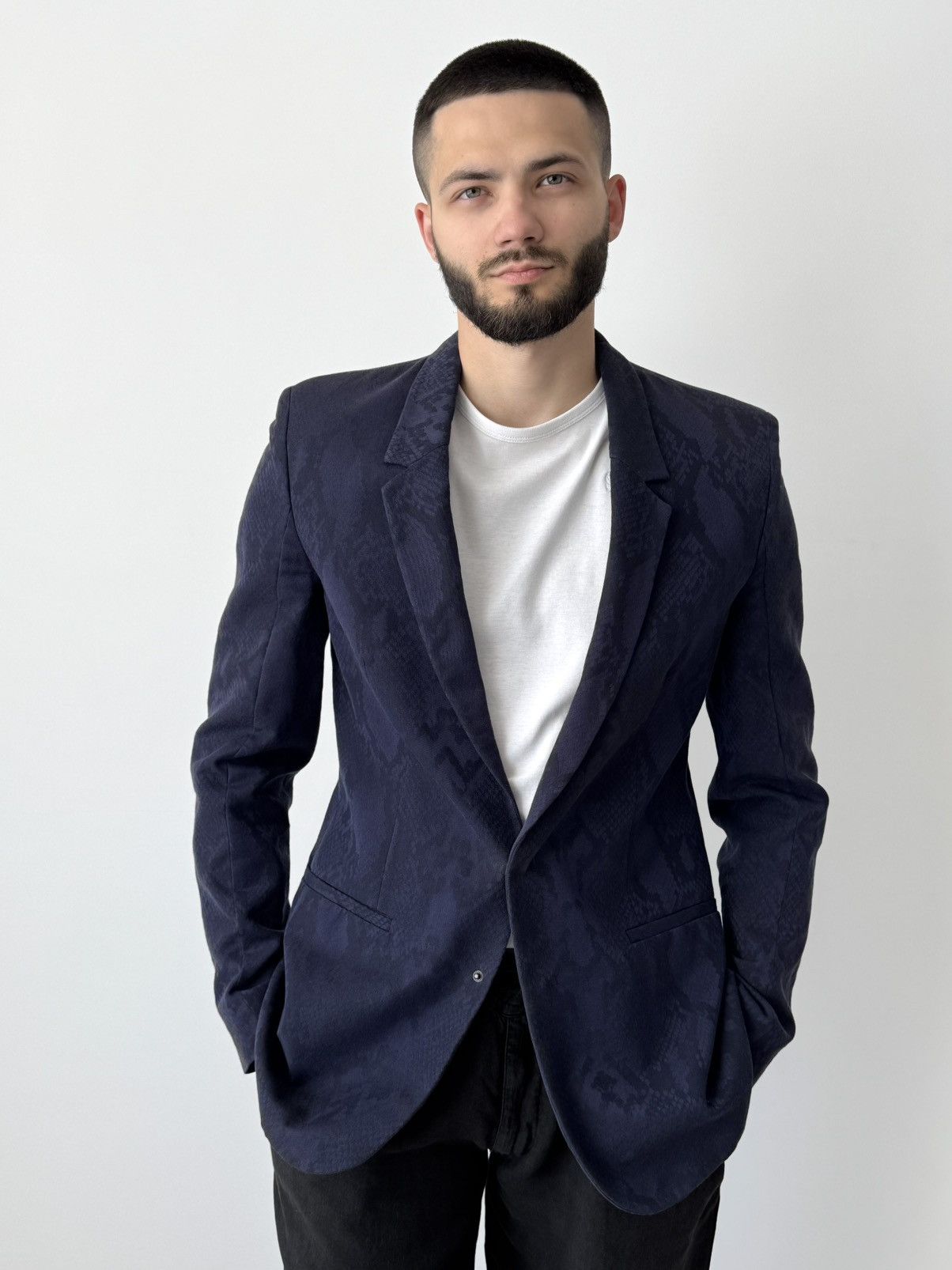 Maison Margiela 2011 Maison Margiela Blue Snake Pattern Blazer Jacket Size US M / EU 48-50 / 2 - 1 Thumbnail