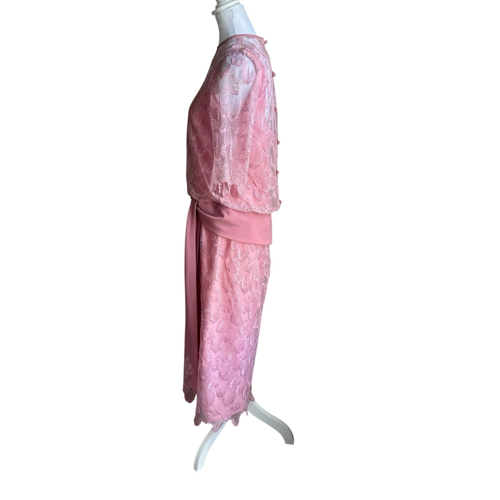 Vintage Vintage 80s Miss Elliette Blush Lace Cottagecore Dress M Size M / US 6-8 / IT 42-44 - 6 Thumbnail
