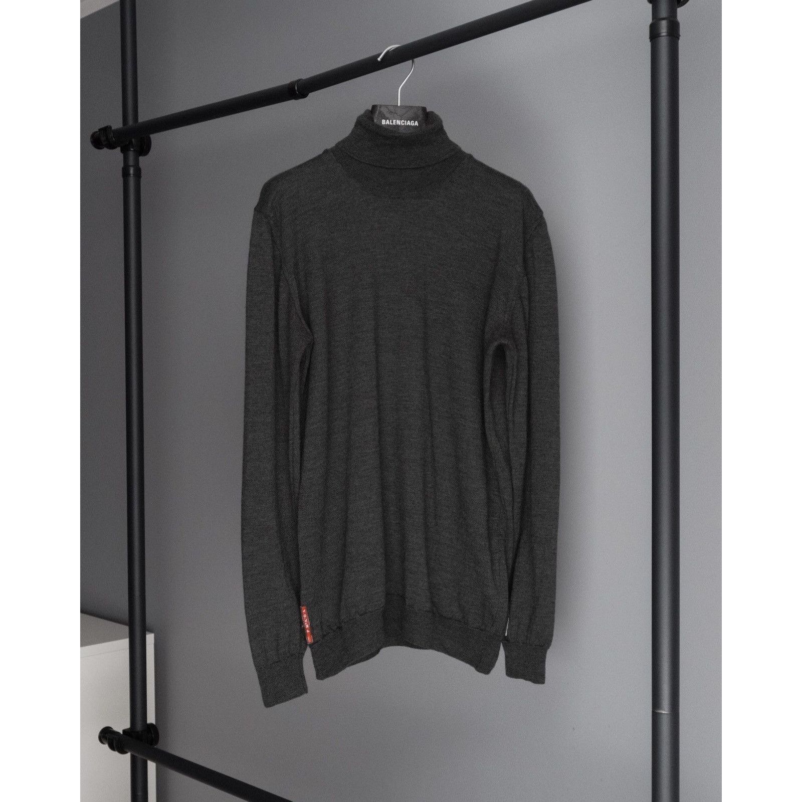 Prada Prada red tab logo grey knit turtleneck sweater Size US XL / EU 56 / 4 - 1 Thumbnail