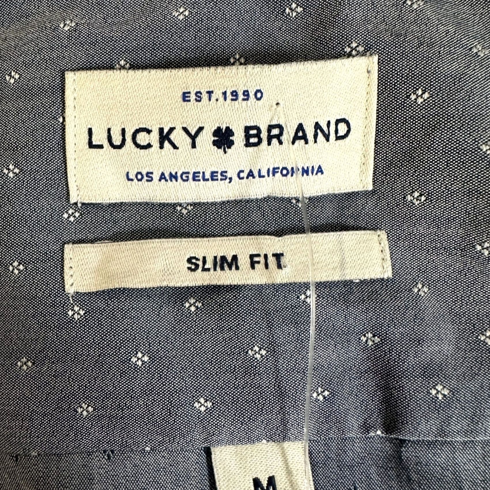 Lucky Brand Lucky Brand Mens Dress Shirt Medium 15-15.5 32/33 Indigo Slim Fit NEW Shirt Mens Medium Indigo Geometric Pattern Button-Down 32/33 15-15.5 Size 40R - 4 Thumbnail