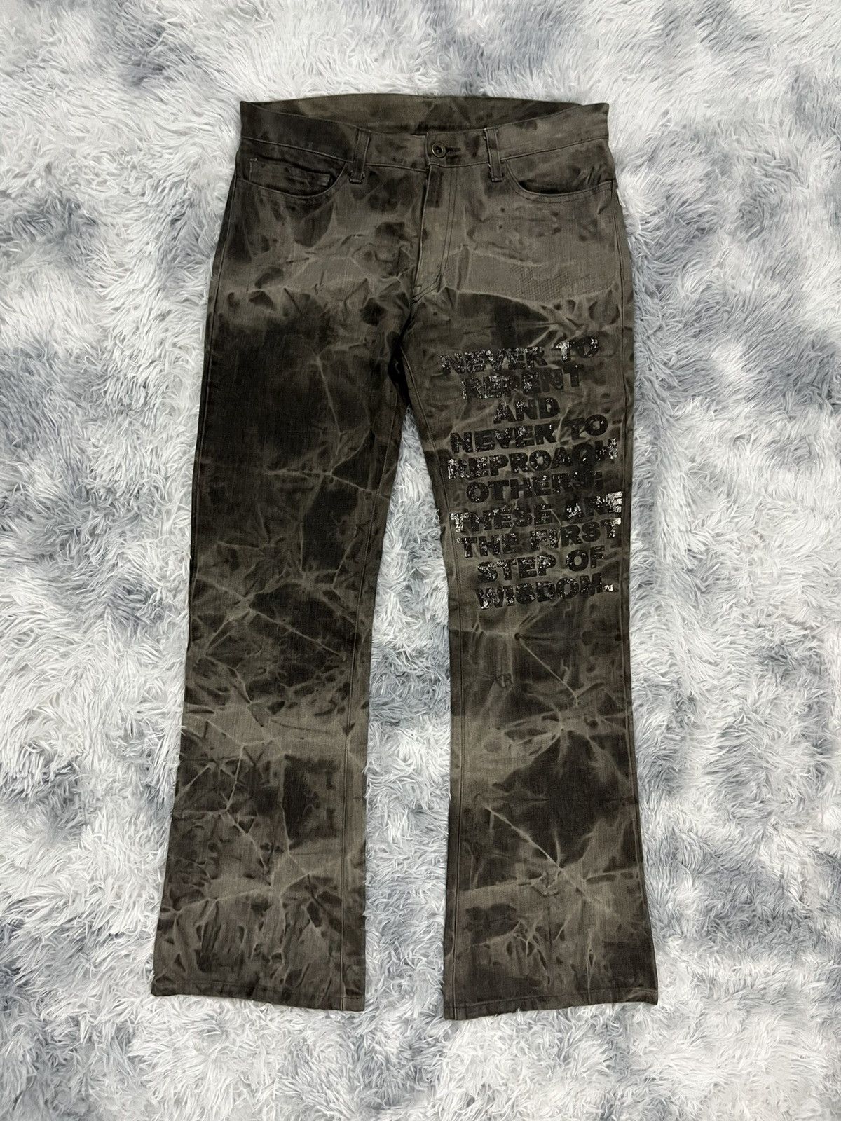 Tornado Mart Rare🔥Edge Rupert Typography Flared Jeans Size US 33 - 1 Thumbnail