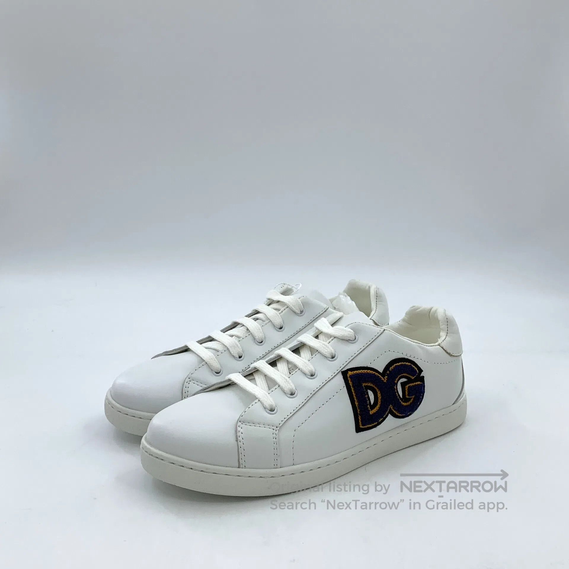 Dolce & Gabbana Dolce Gabbana White Logo Letter Flock Lace-Up Casual Flat Size US 5.5 / IT 35.5 - 1 Thumbnail
