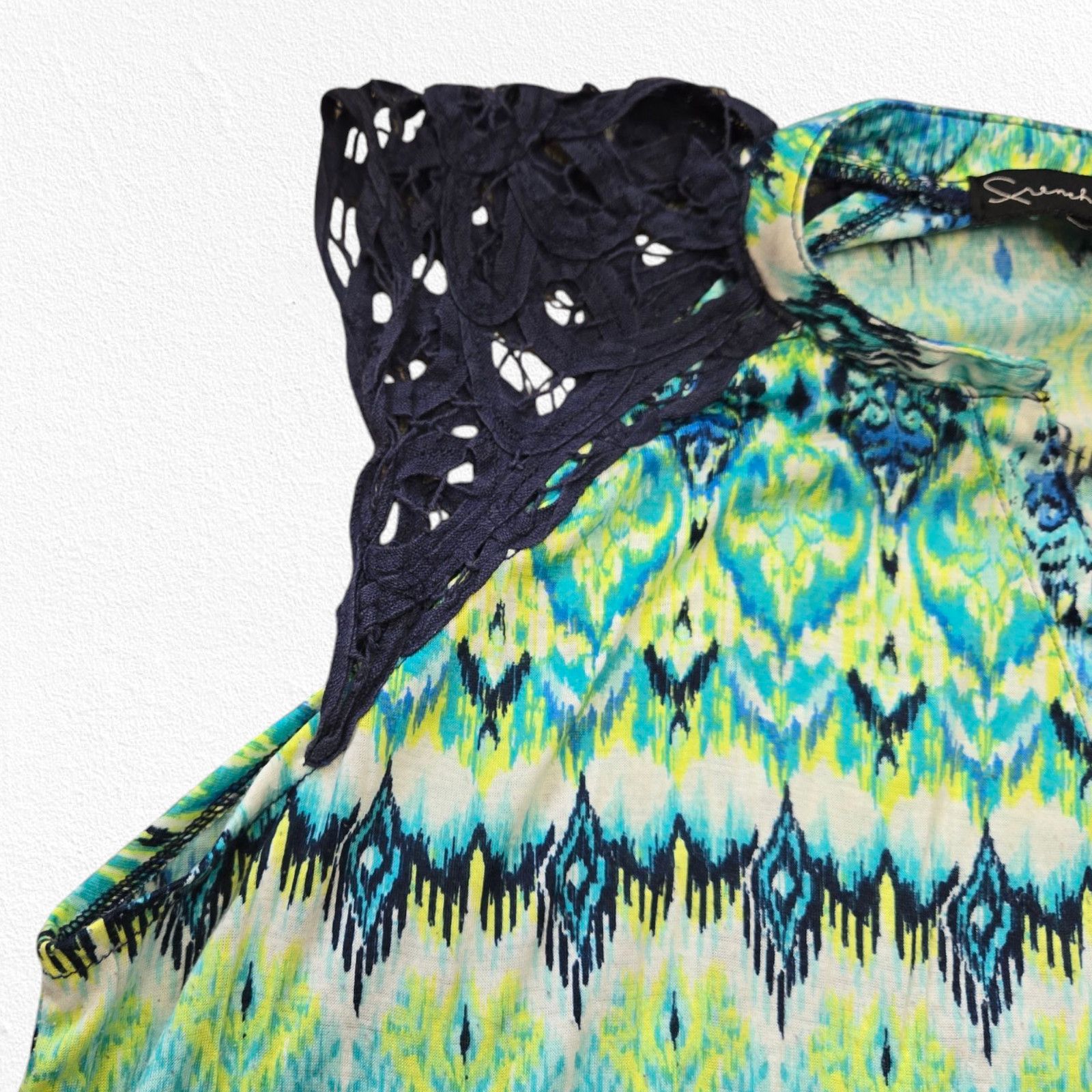 Other Green Blue Watercolor V Neck Relaxed Blouse Size 1X Size XXL / US 16-18 / IT 52-54 - 3 Thumbnail