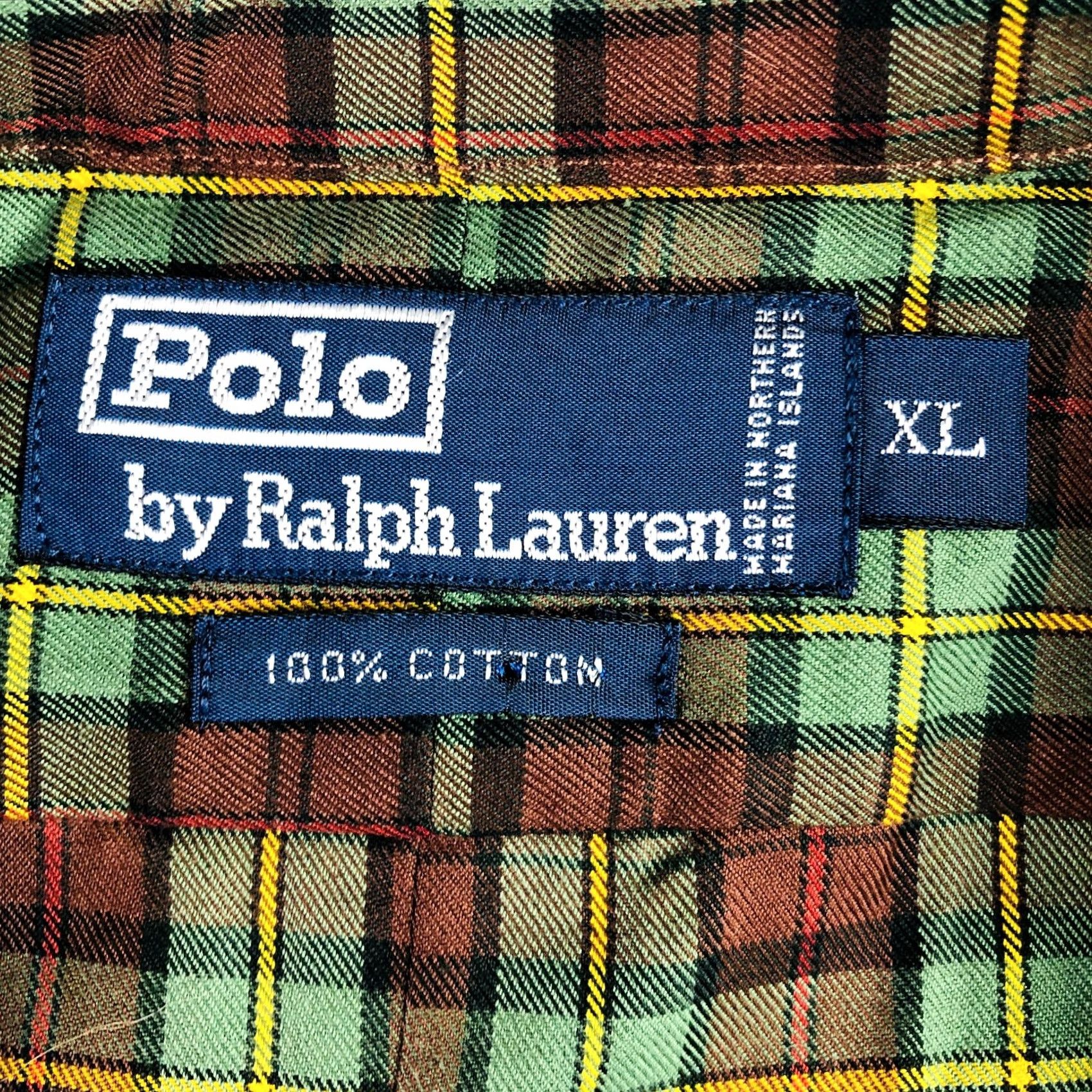 Polo Ralph Lauren VINTAGE Polo Ralph Lauren Men's Safari Work Shirt Plaid Green XL 100% Cotton Button-Up Long Sleeve Collared Size US XL / EU 56 / 4 - 3 Thumbnail