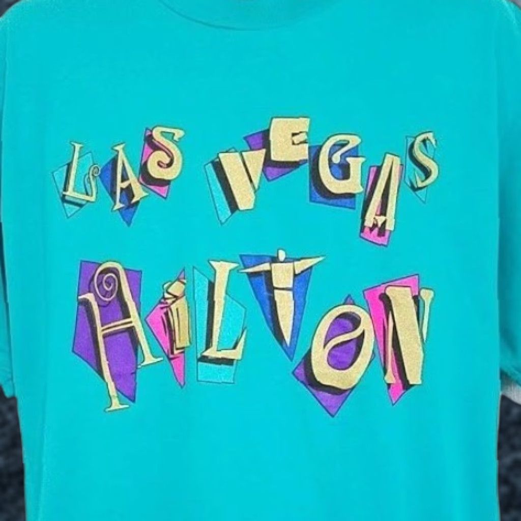 Jerzees VINTAGE Las Vegas Hilton T Shirt Mens Large Blue 90s Nevada Made In USA Jerzees Size US L / EU 52-54 / 3 - 1 Thumbnail
