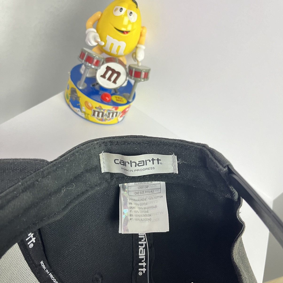 Carhartt × Vintage 🌑Faded🌑 Carhartt 6 Panel Black Leather Logo Cap Size ONE SIZE - 8 Thumbnail