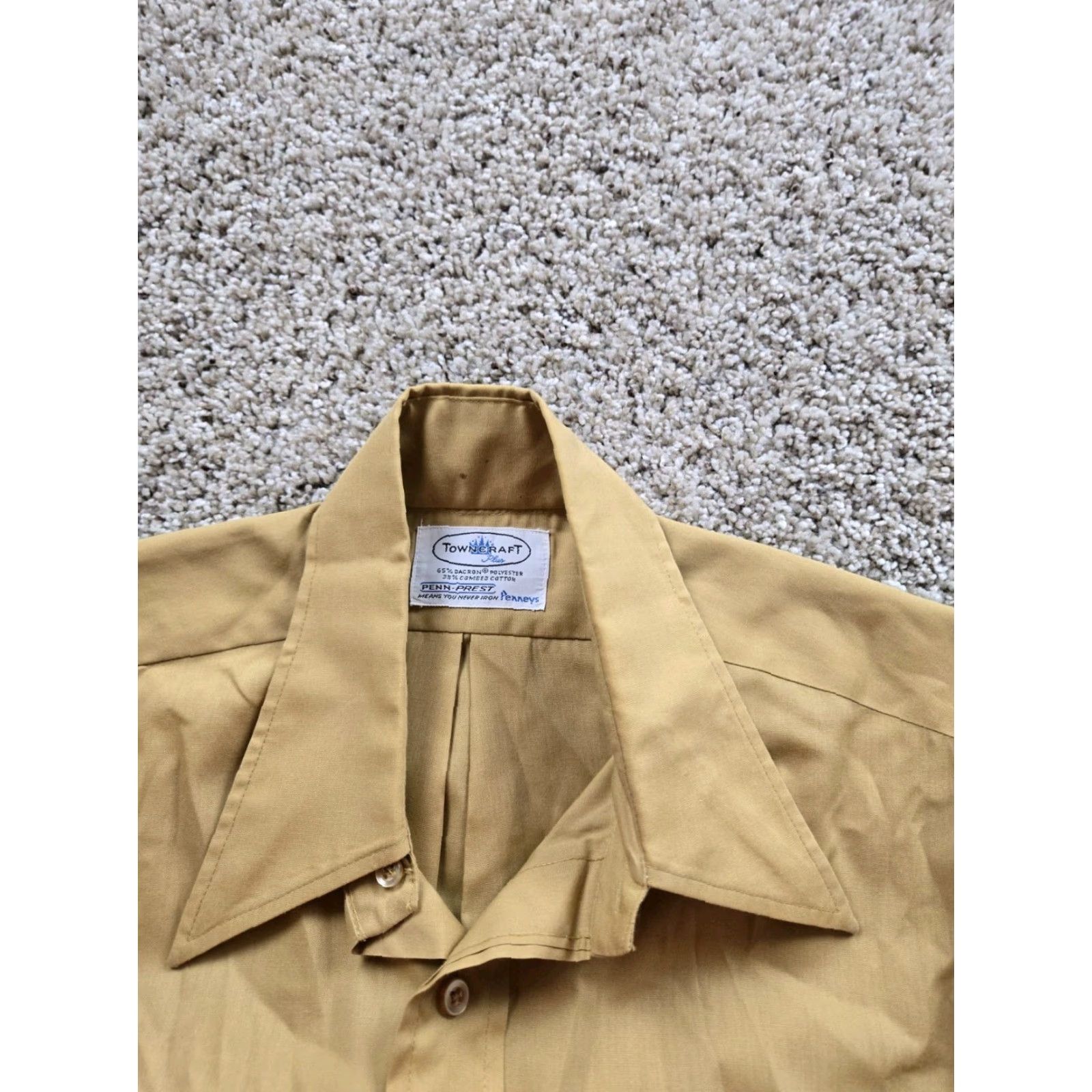 Vintage VINTAGE TownCraft Shirt Medium 14.5 Short Sleeve Point Collar Yellow 70s Rockabilly Mens Size US M / EU 48-50 / 2 - 3 Thumbnail