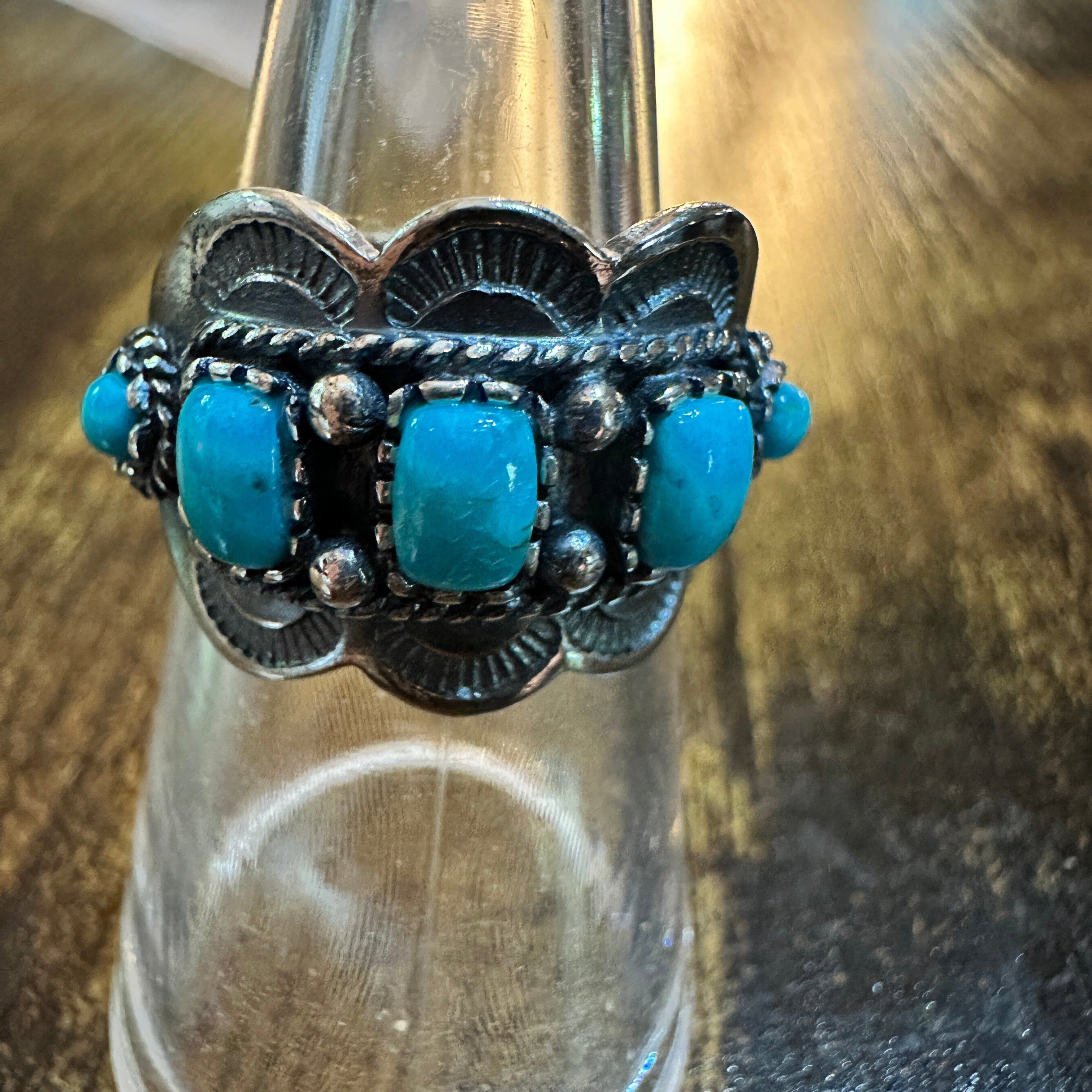 Other Boho Native American Turquoise Floral Adjustable Sterling Si Size ONE SIZE - 5 Thumbnail